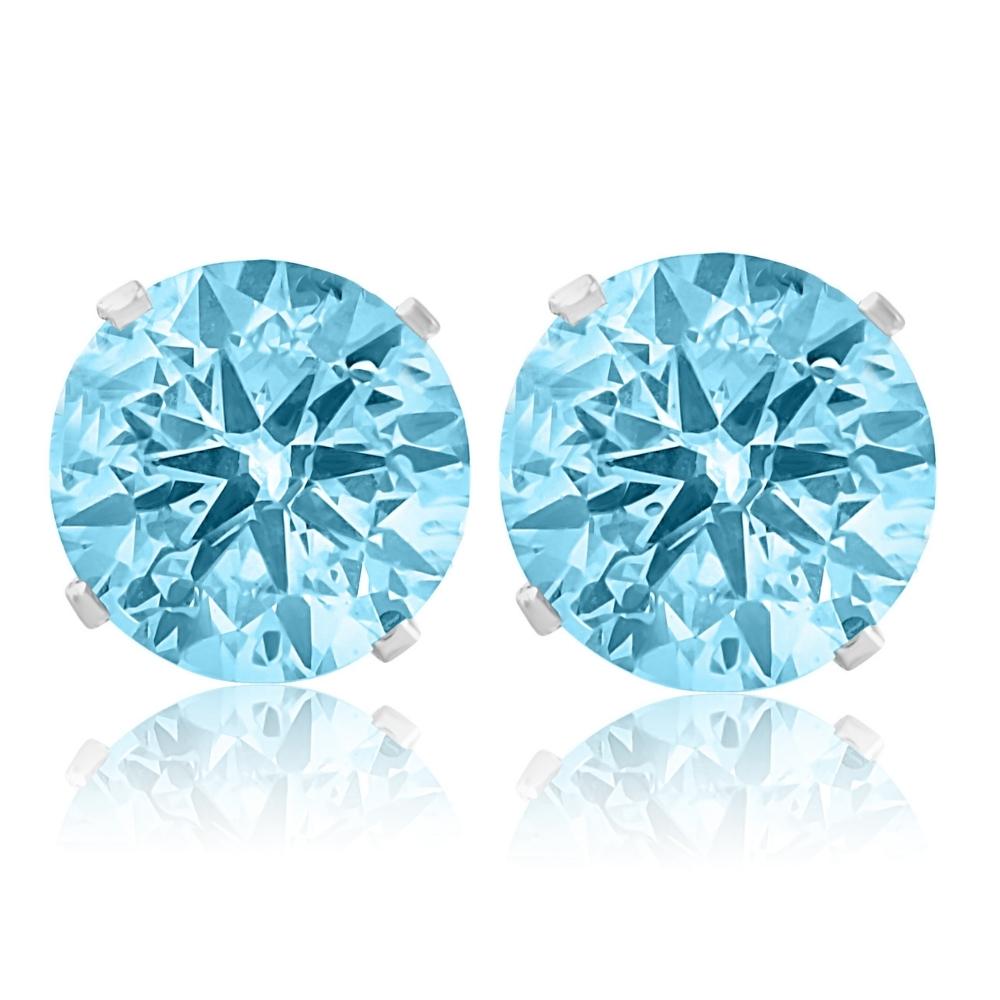 2 CT Blue Moissanite Studs 14K White Gold Earrings