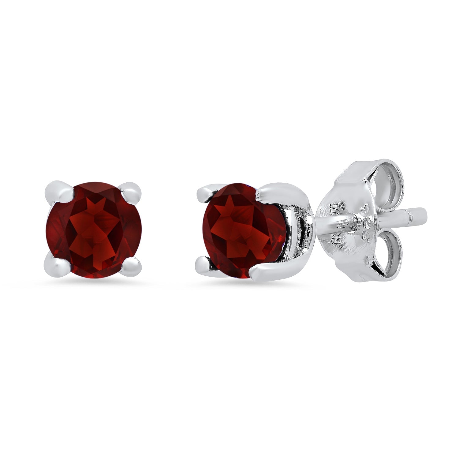 Sterling Silver 5mm Gemstone Round Stud Earrings with Push Backs