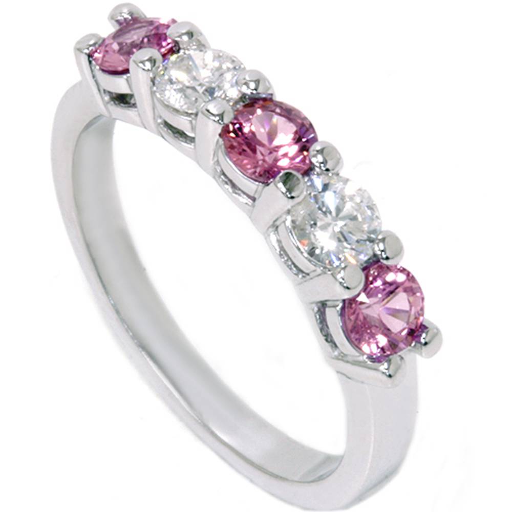 1 ct Pink Sapphire & Diamond Ring 14K White Gold