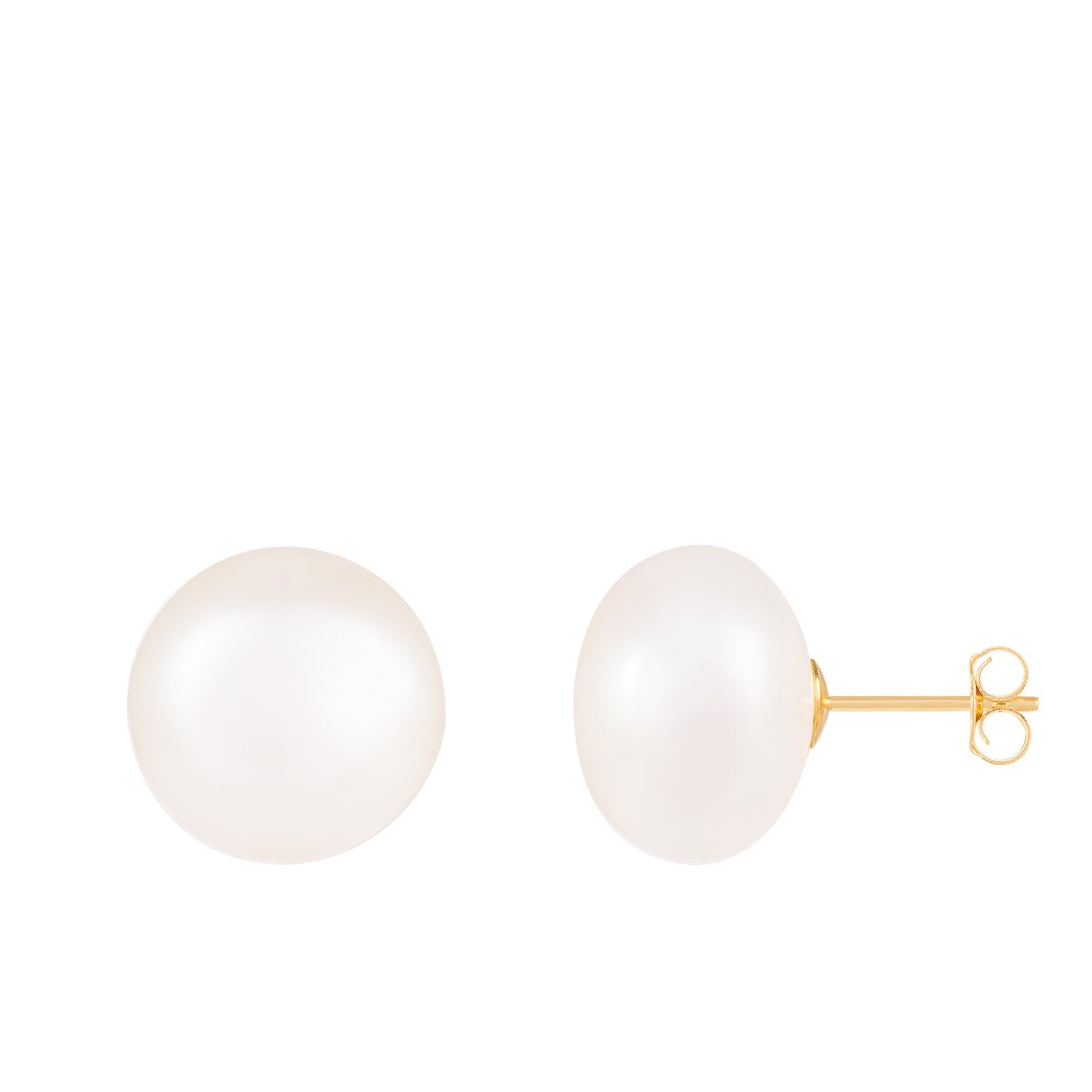 14k Yellow Gold 13-14mm Freshwater Pearl Stud Earrings.