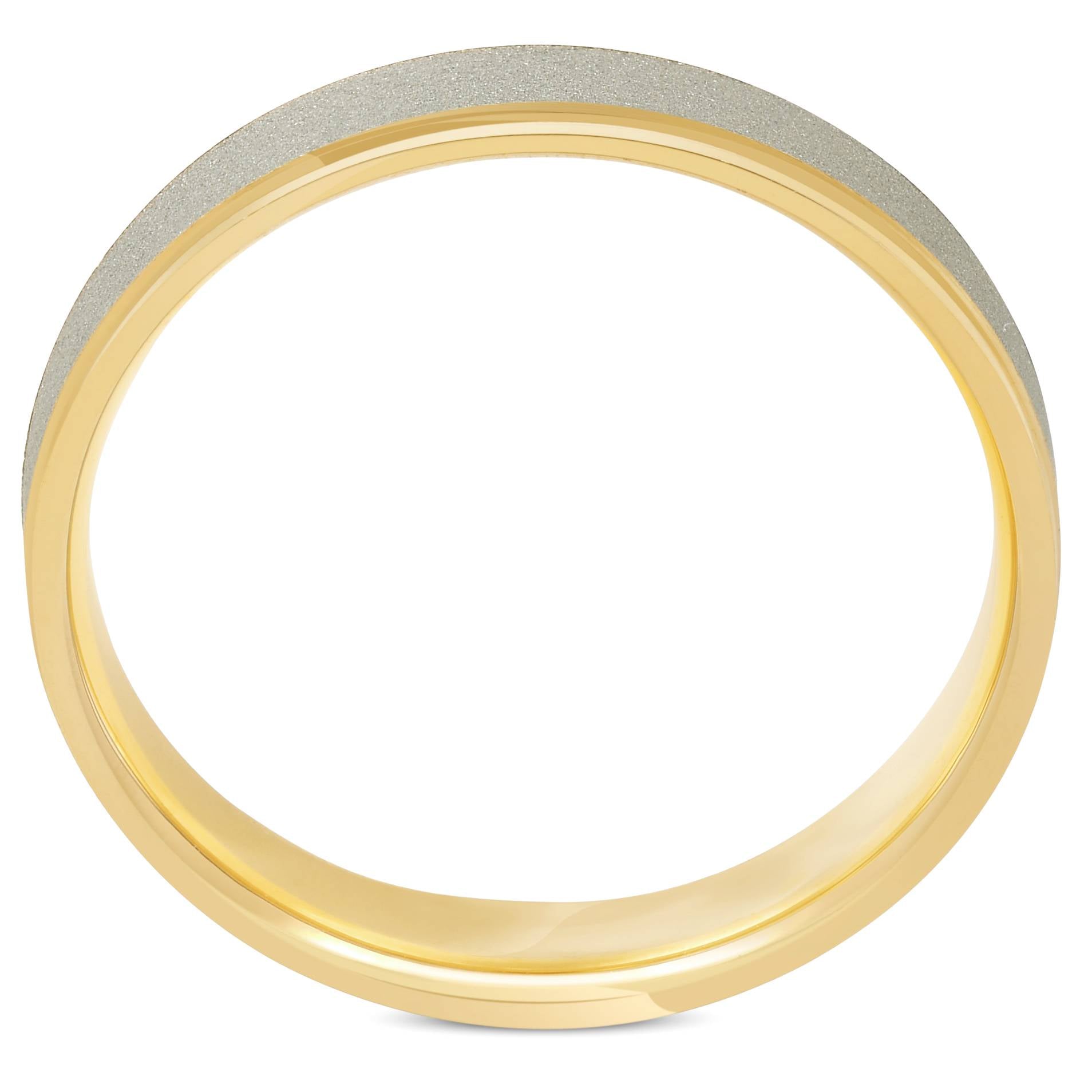 4mm 14K White & Yellow Gold Two Tone Brushed Wedding Band