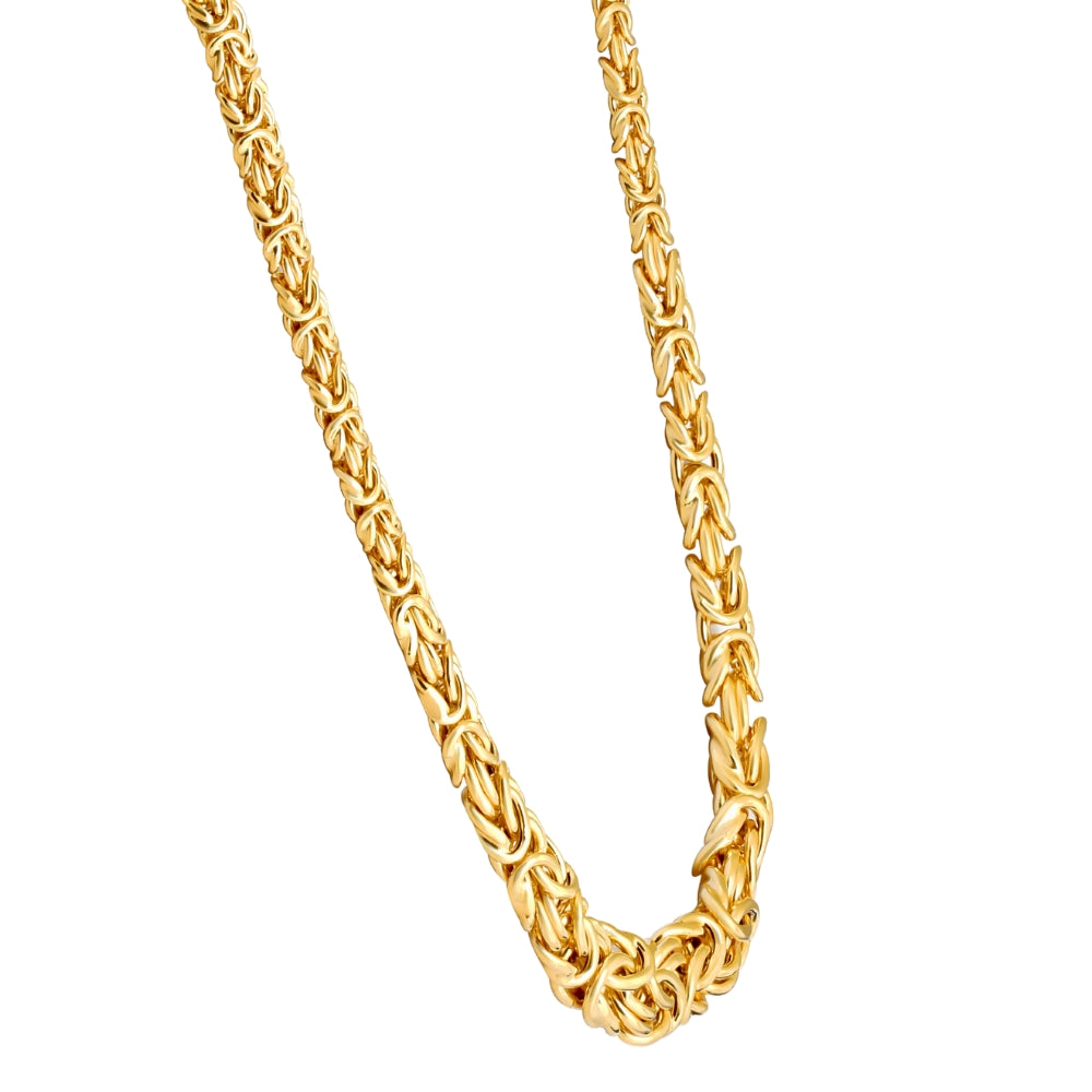 14k Yellow Gold Plated Heavy Silver 17' Byzantine Chain Women's Necklace
