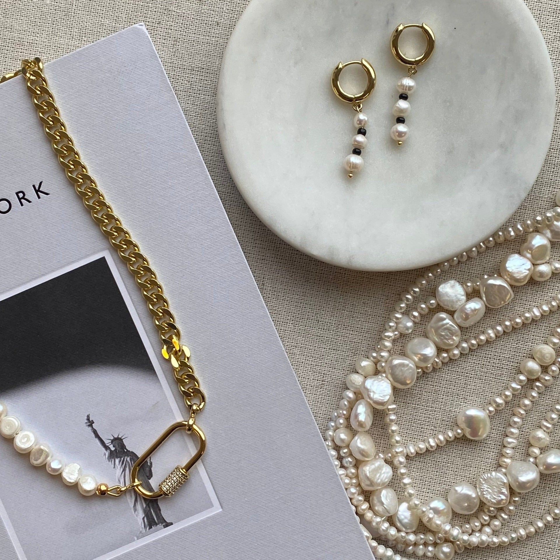 Vanessa Pearl Cuban Chain Necklace