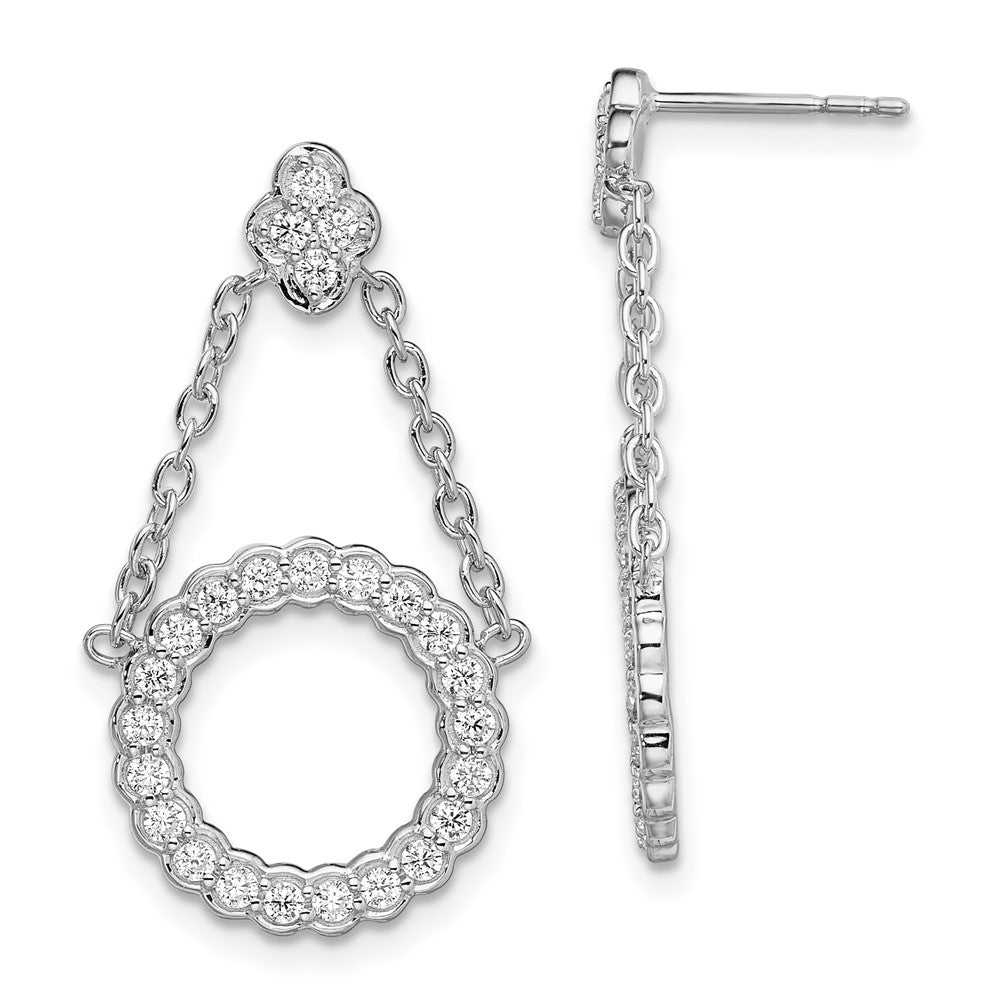 14K White Gold 3/4 CT Lab Grown Diamond Circle Chain Drop Dangle Earrings VS Clarity G-H Color