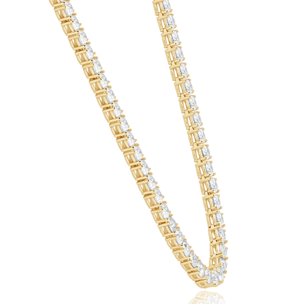30 Ct Diamond Tennis Necklace 14K Yellow Gold 15' Lab Grown
