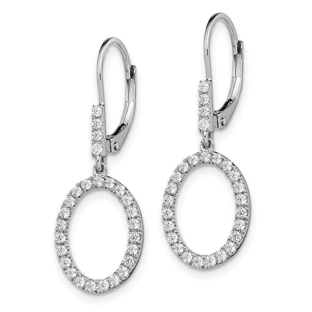 14K White Gold 1/2 CT Lab Grown Diamond Oval Leverback Earrings VS Clarity G-H Color