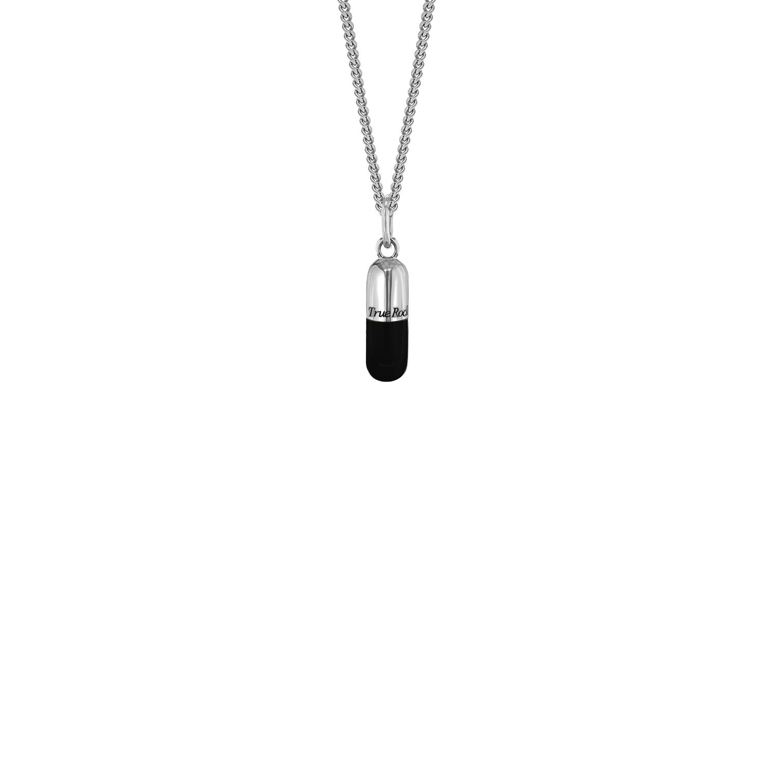 Black Enamel & Gold Plated Mini Pill Pendant