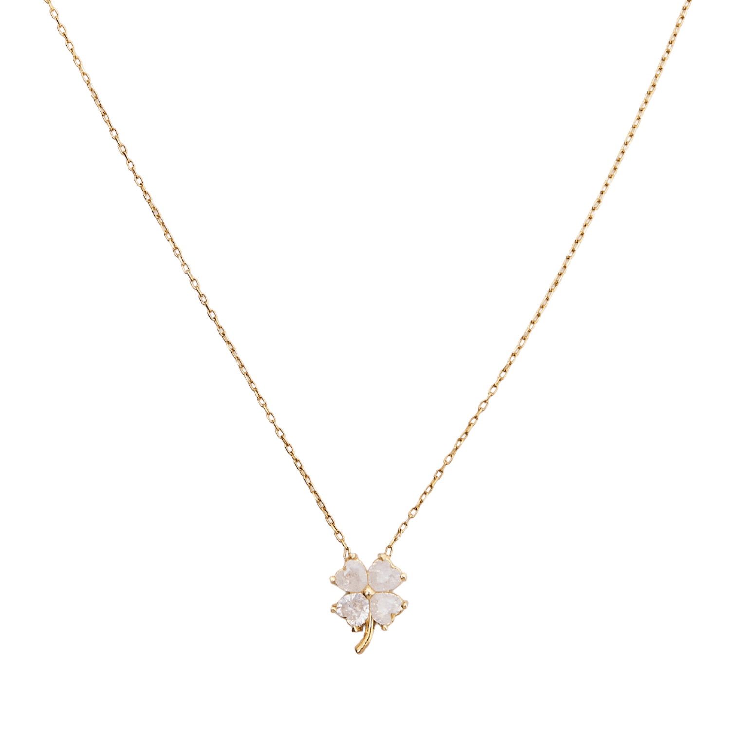 Four Leaf Clover Sterling Silver Necklace - Gold