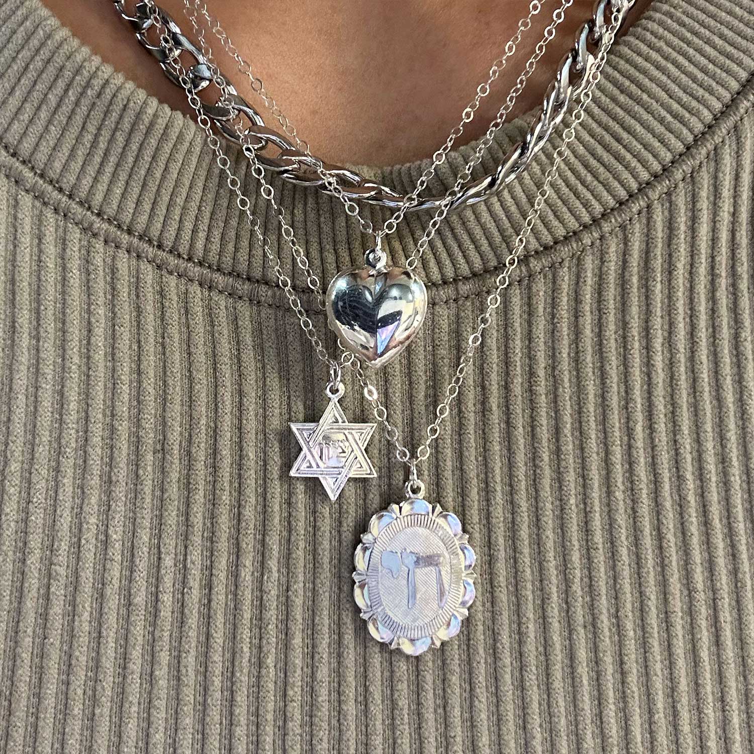 Chai Sterling Silver Necklace Pendant Jewish Charm