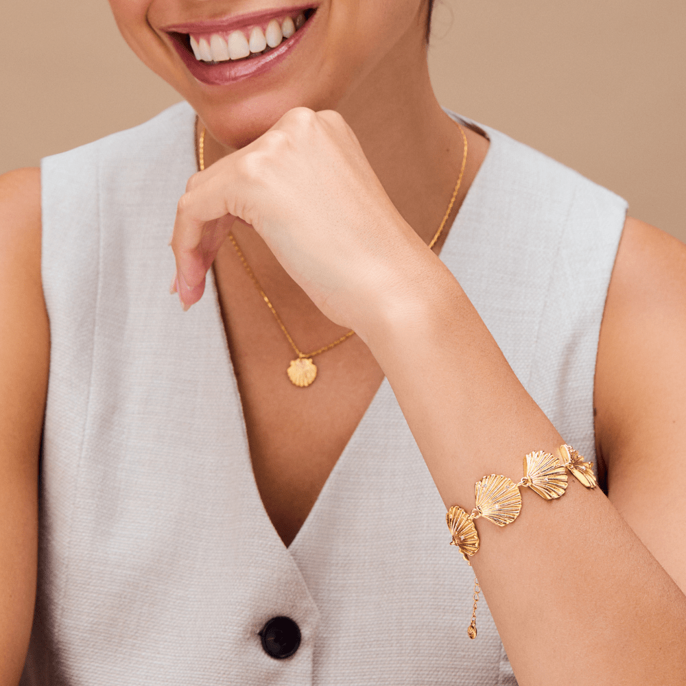 Statement Embellished Shell Bracelet