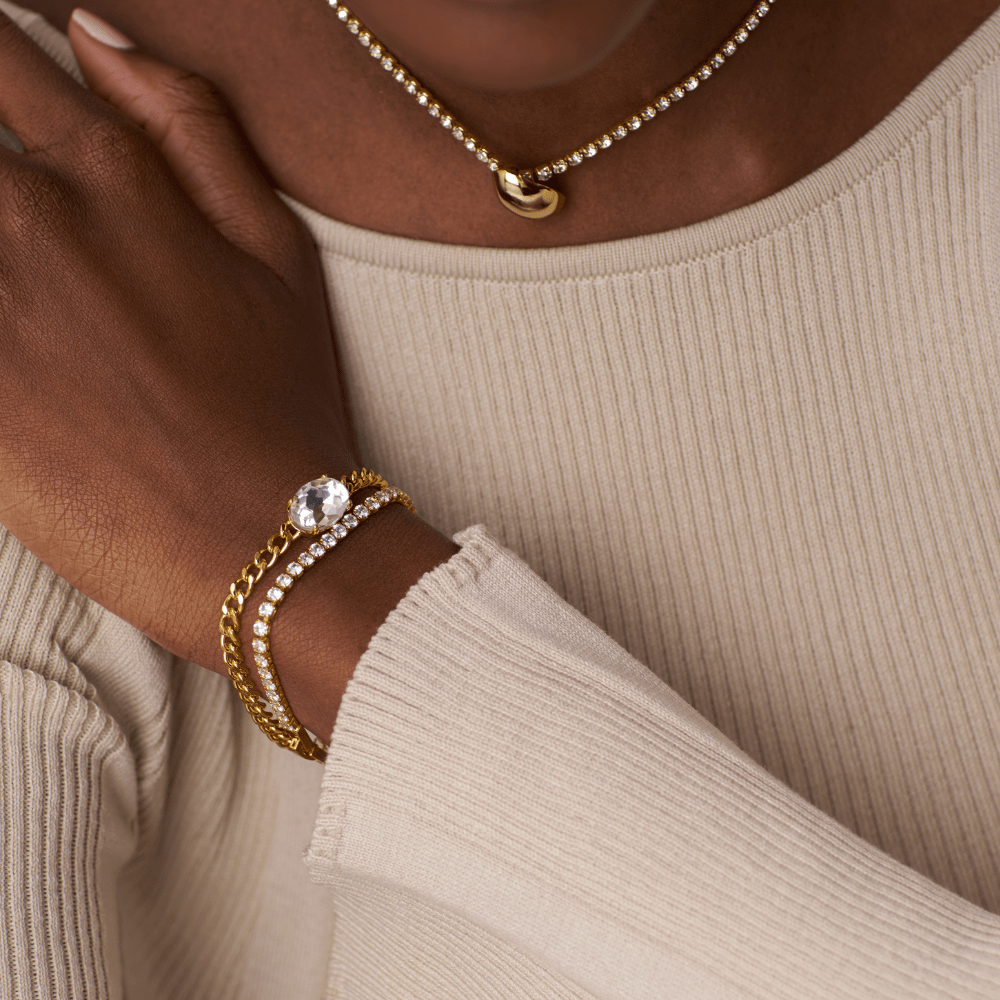 Stationed Crystal Chain Bracelet