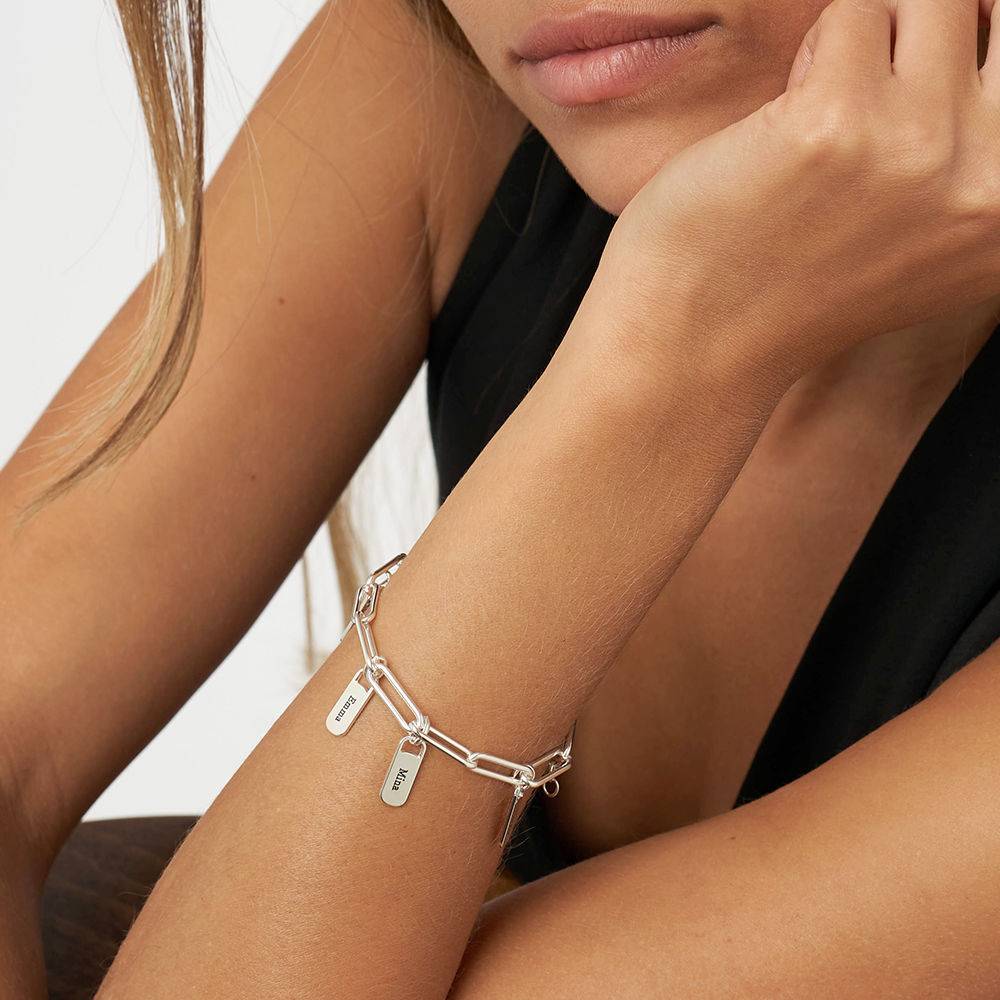 Rory Chain Link Bracelet with Custom Charms in Silver