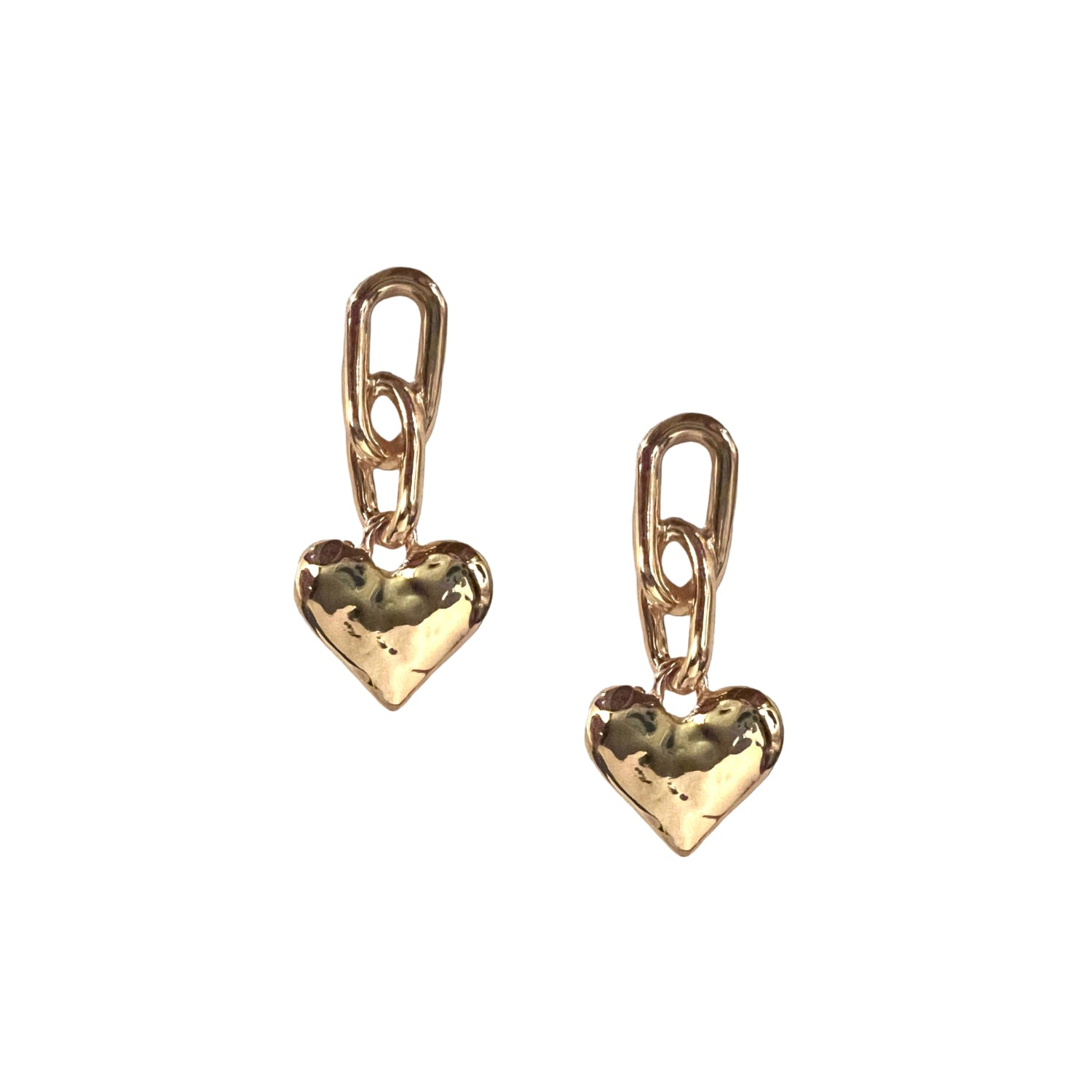 Chain Link Hammered Heart Drop Earring