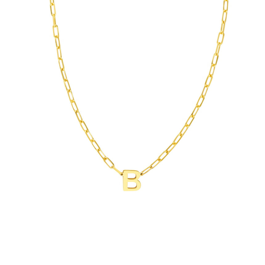 Chain Link Necklace With Initial