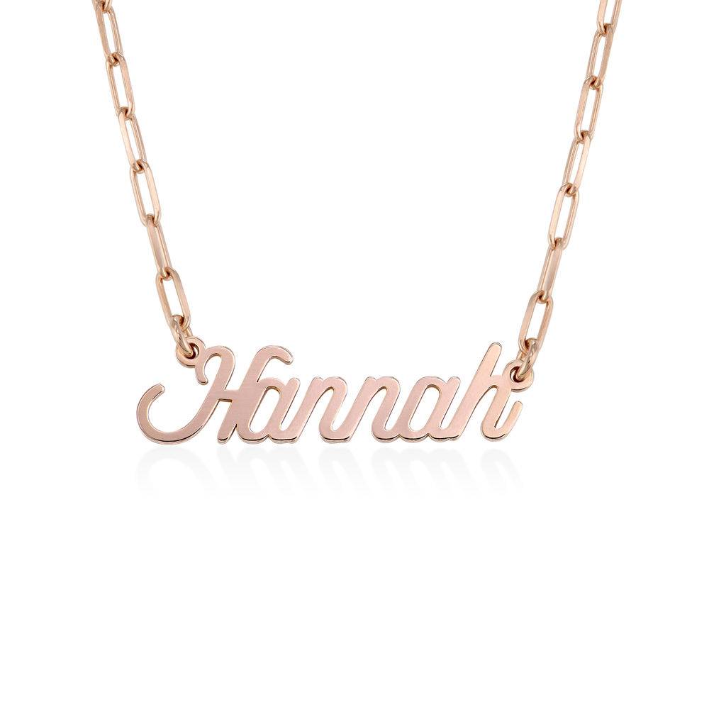 Chain Link Script Name Necklace in Rose Gold Plating