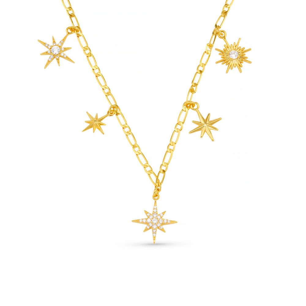 Statement Starburst Charm Drop Necklace