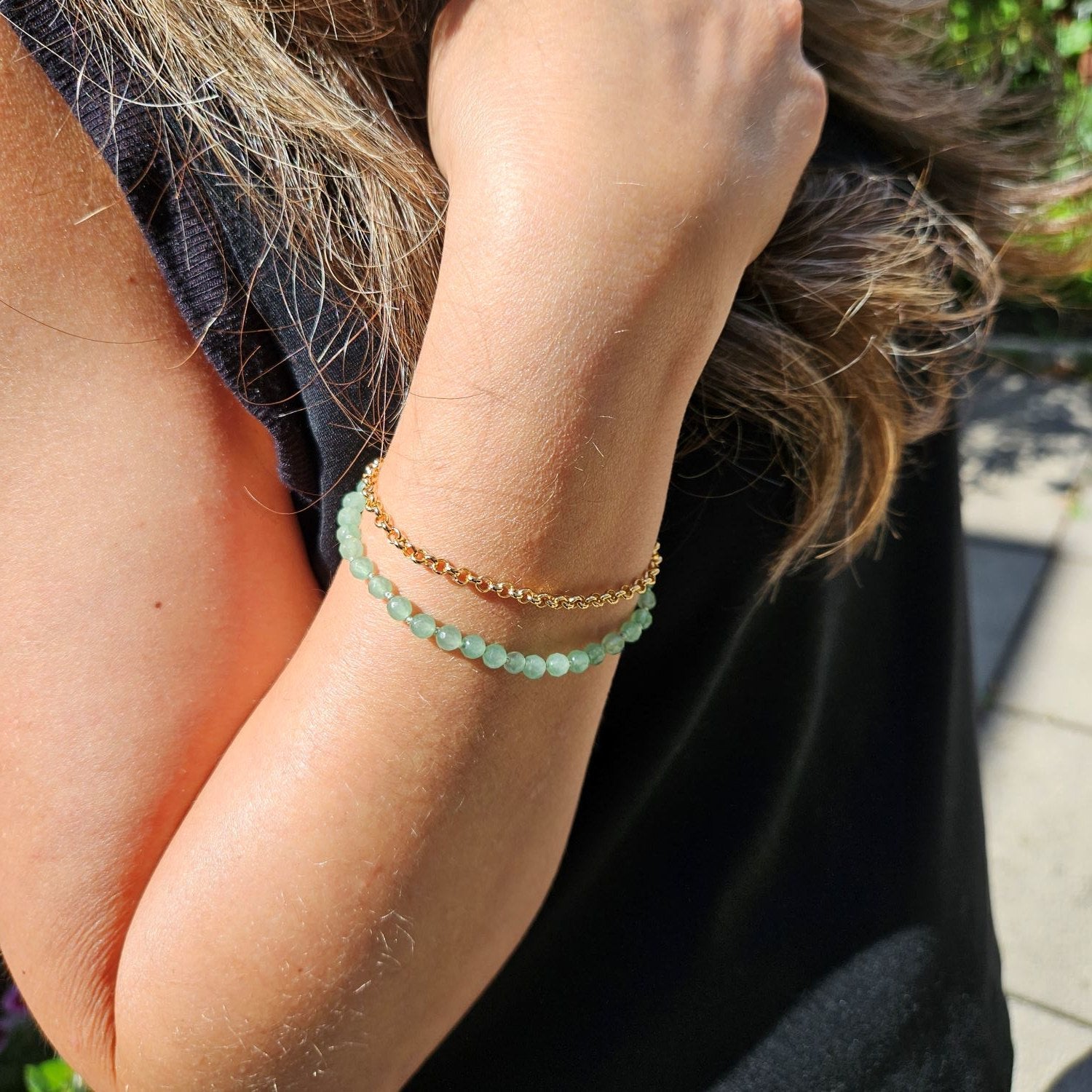 Chain With Faceted Aventurine Bracelet