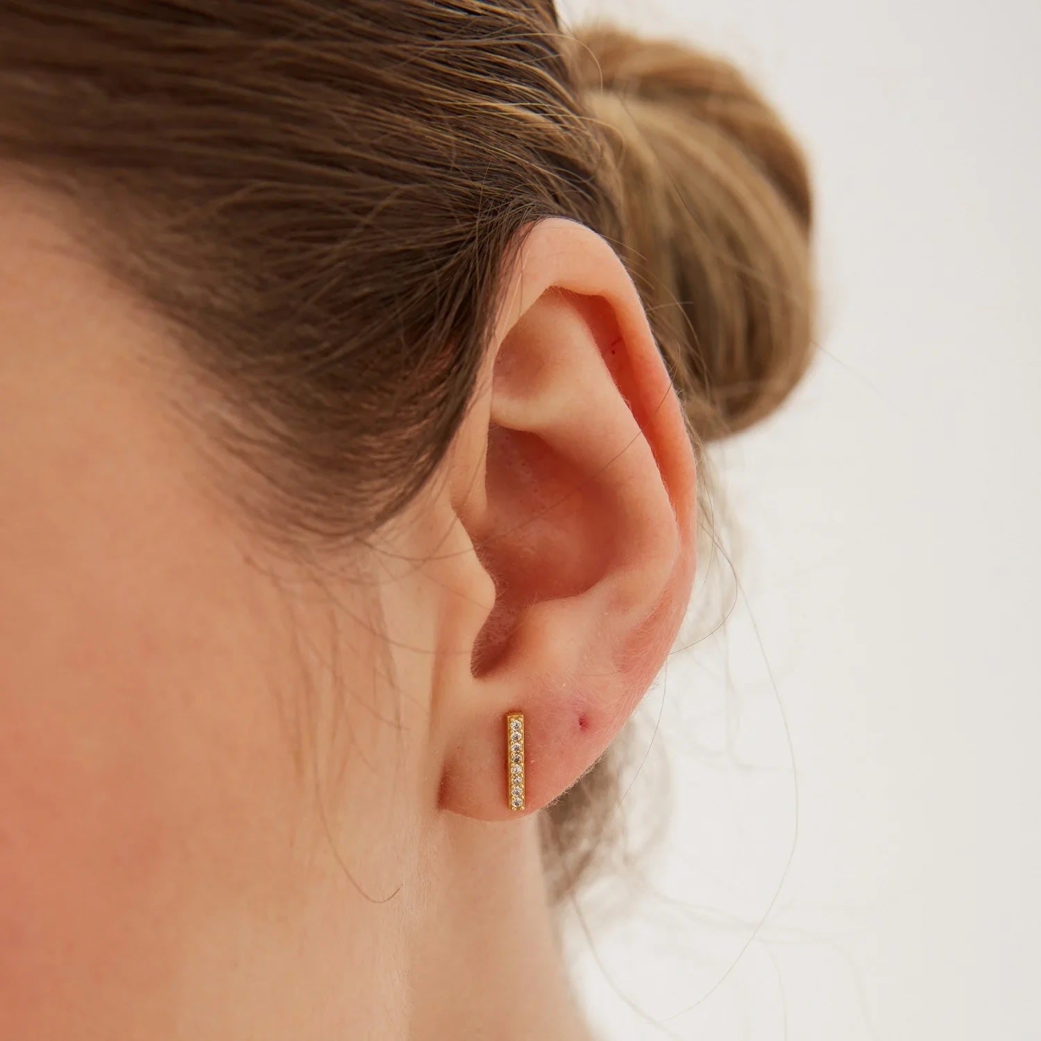 Chained Bar Chain & Bar Earring Set In Sterling Silver - Gold