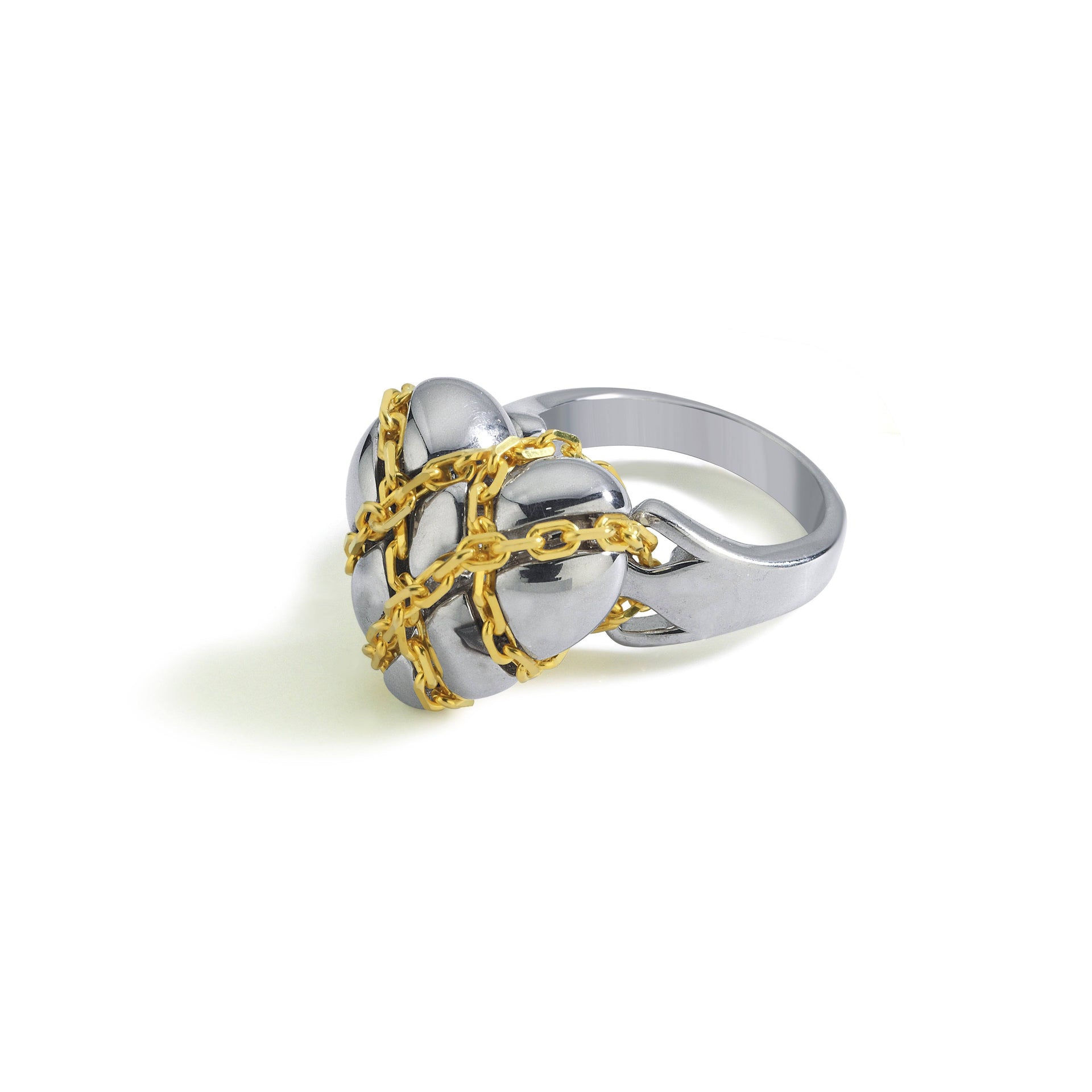 Chained Love Ring Silver And Gold