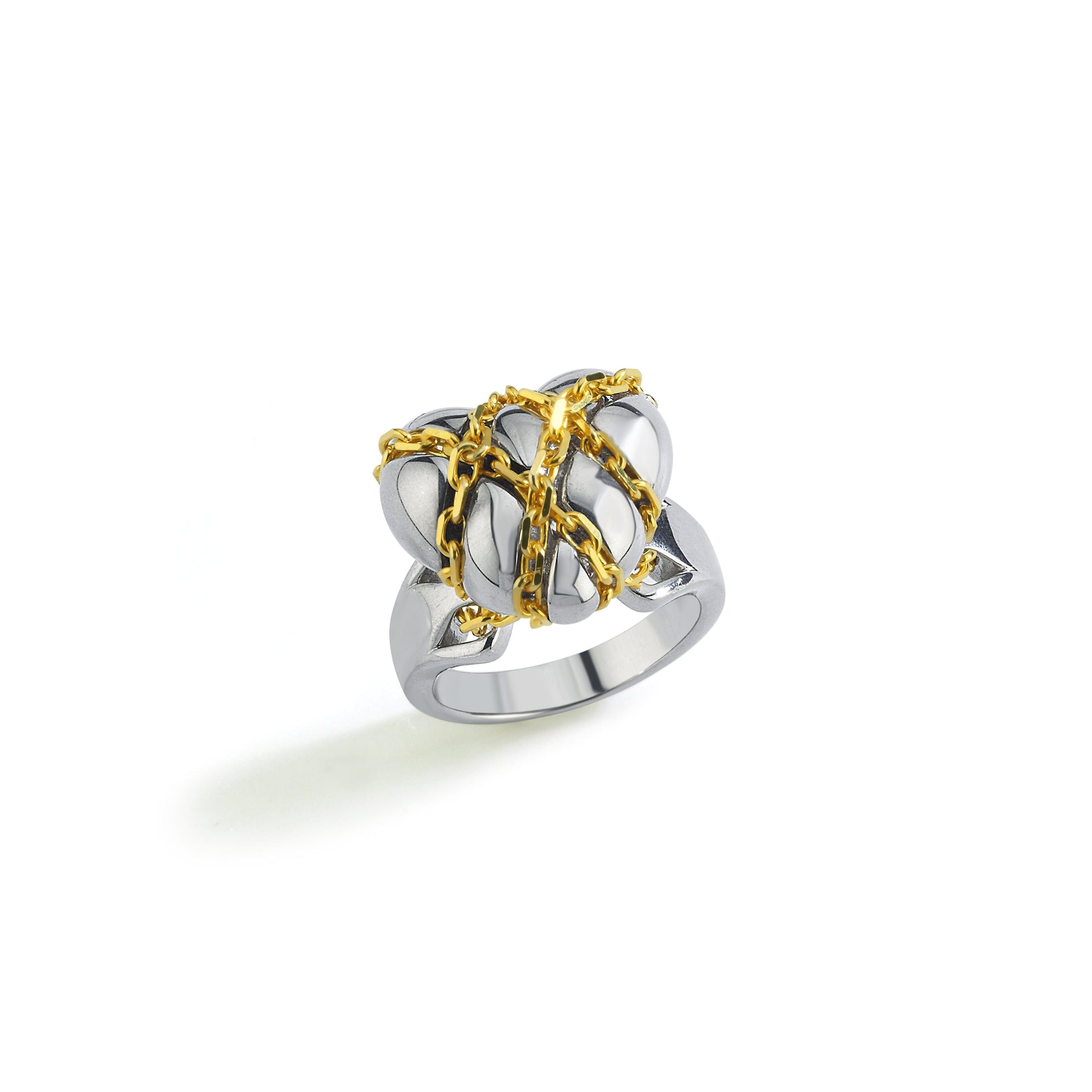 Chained Love Ring Silver And Gold