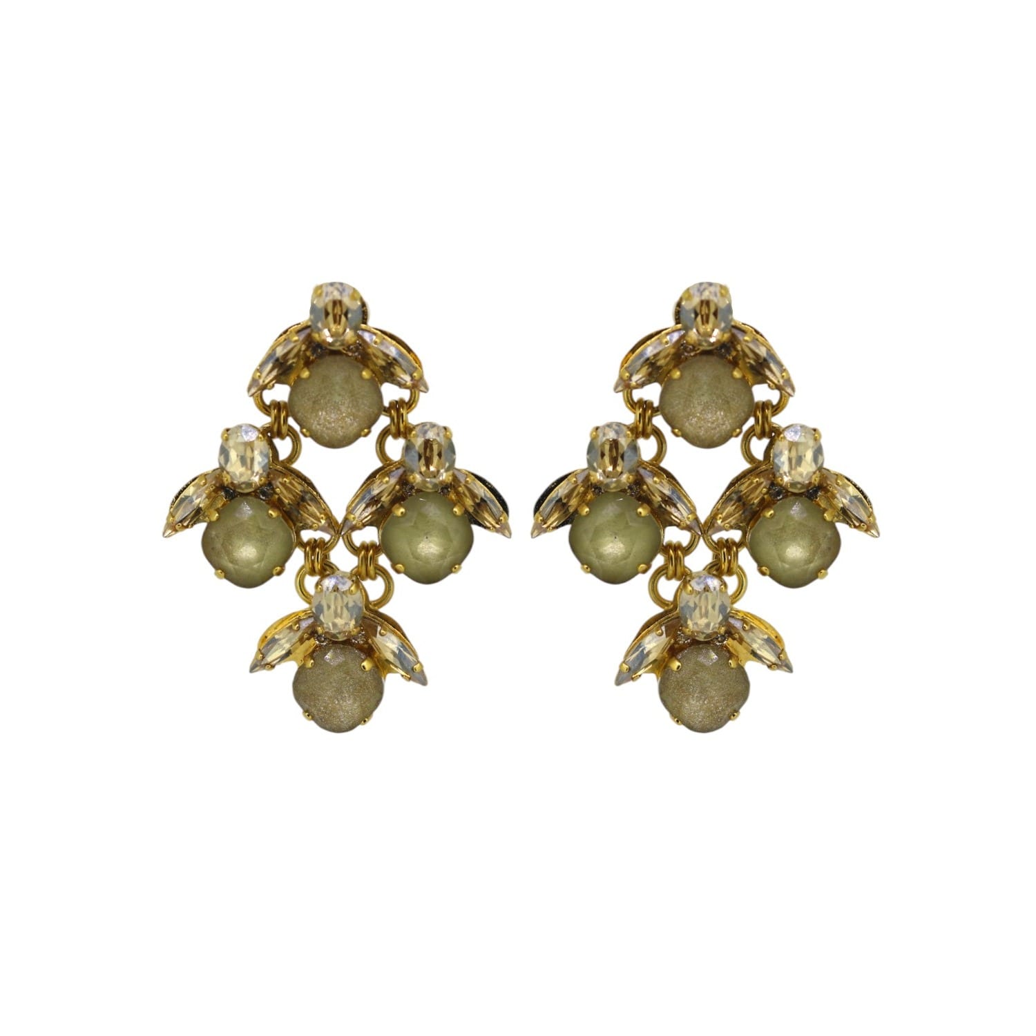Champagne Big Bee Chandelier Earrings - Clip