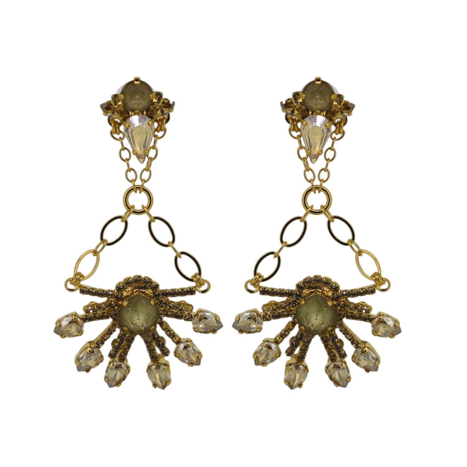 Champagne Burst Chandelier Earrings