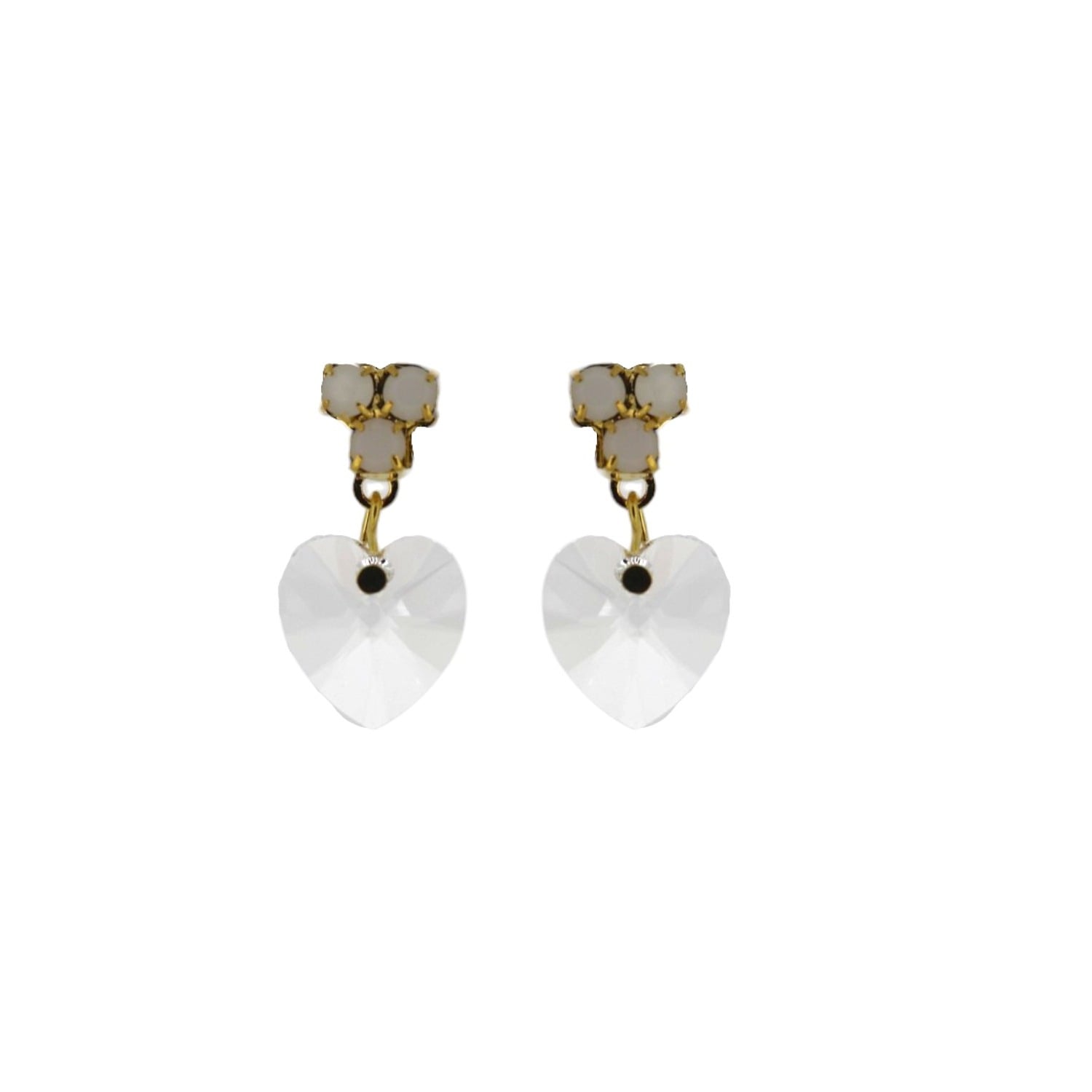 Champagne Crystal Heart Drop Earrings