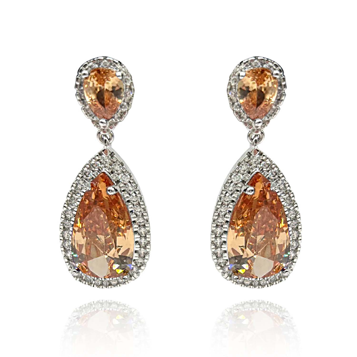 Champagne Cubic Zirconium Pear Shape Earrings
