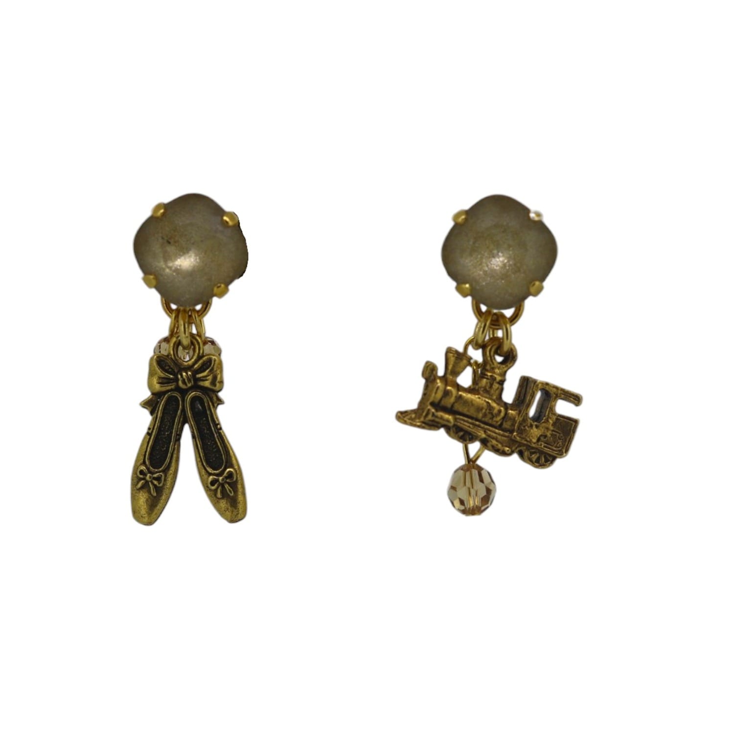 Champagne Motion Charm Earrings - Clip