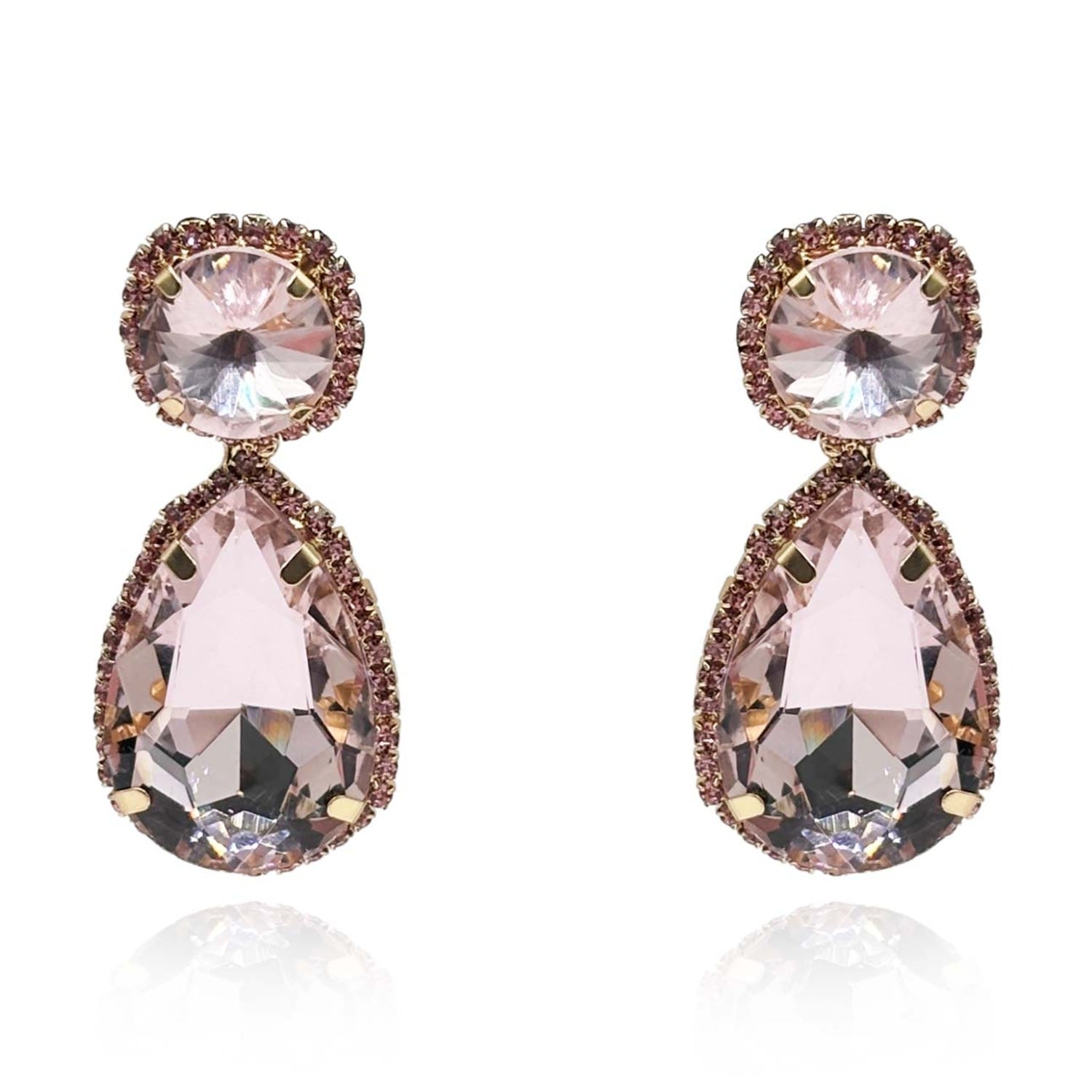 Champagne Pear Shape And Pave Drop Earrings