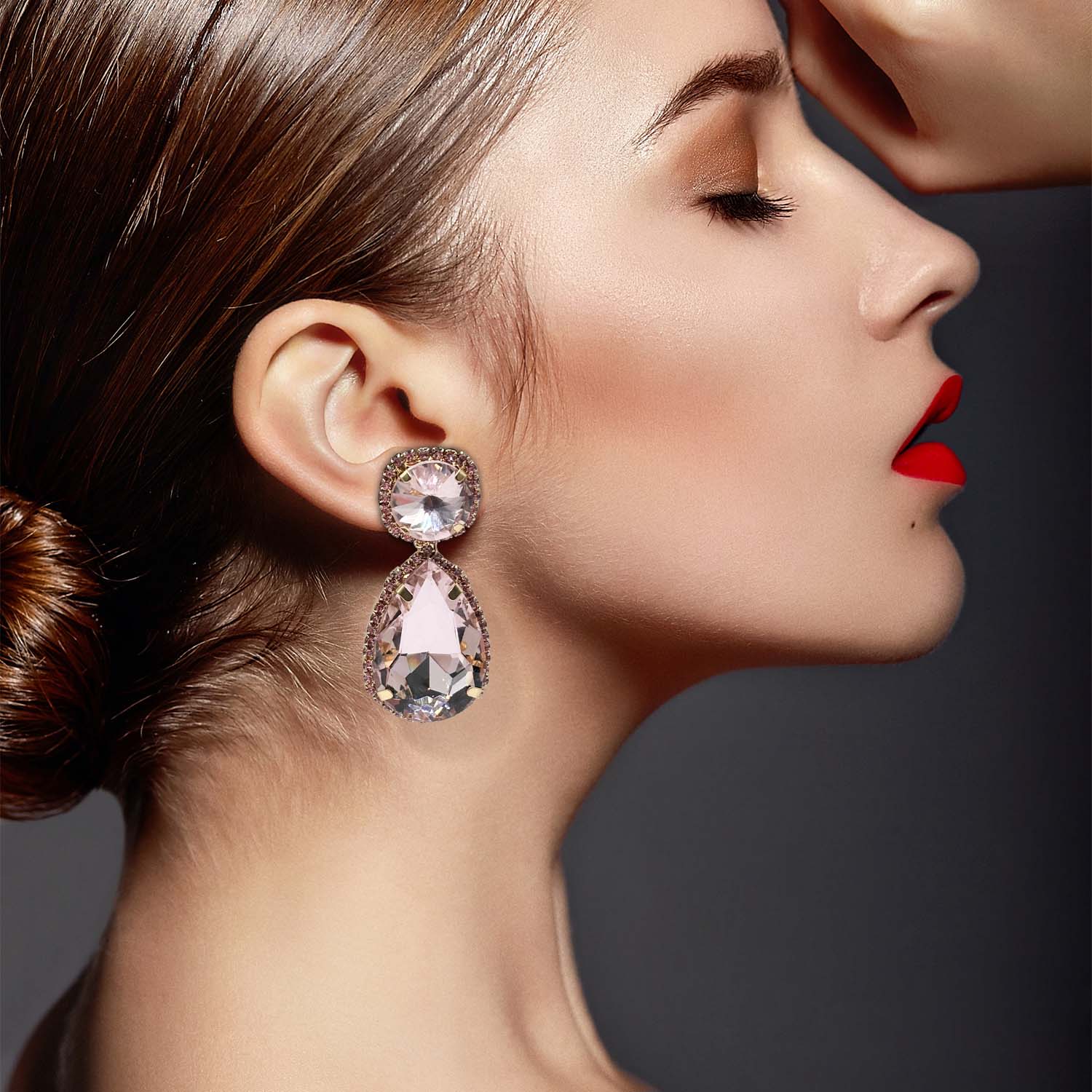 Champagne Pear Shape And Pave Drop Earrings