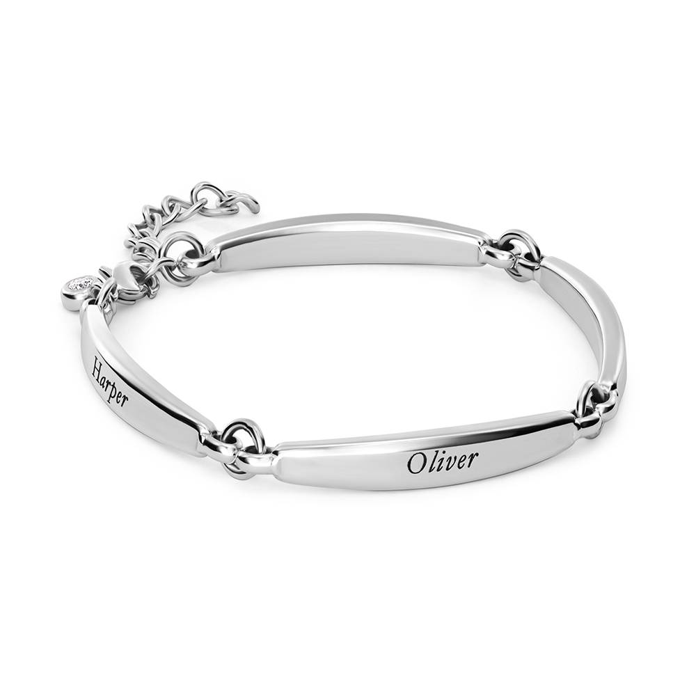 Chapters Engraved Bar Bracelet in Silver with 0.10CT Diamond