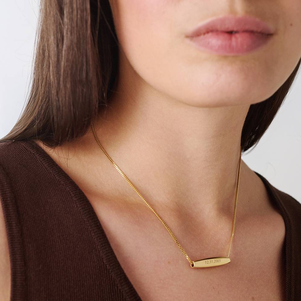 Chapters Engraved Spinning Bar Necklace in Gold Plating