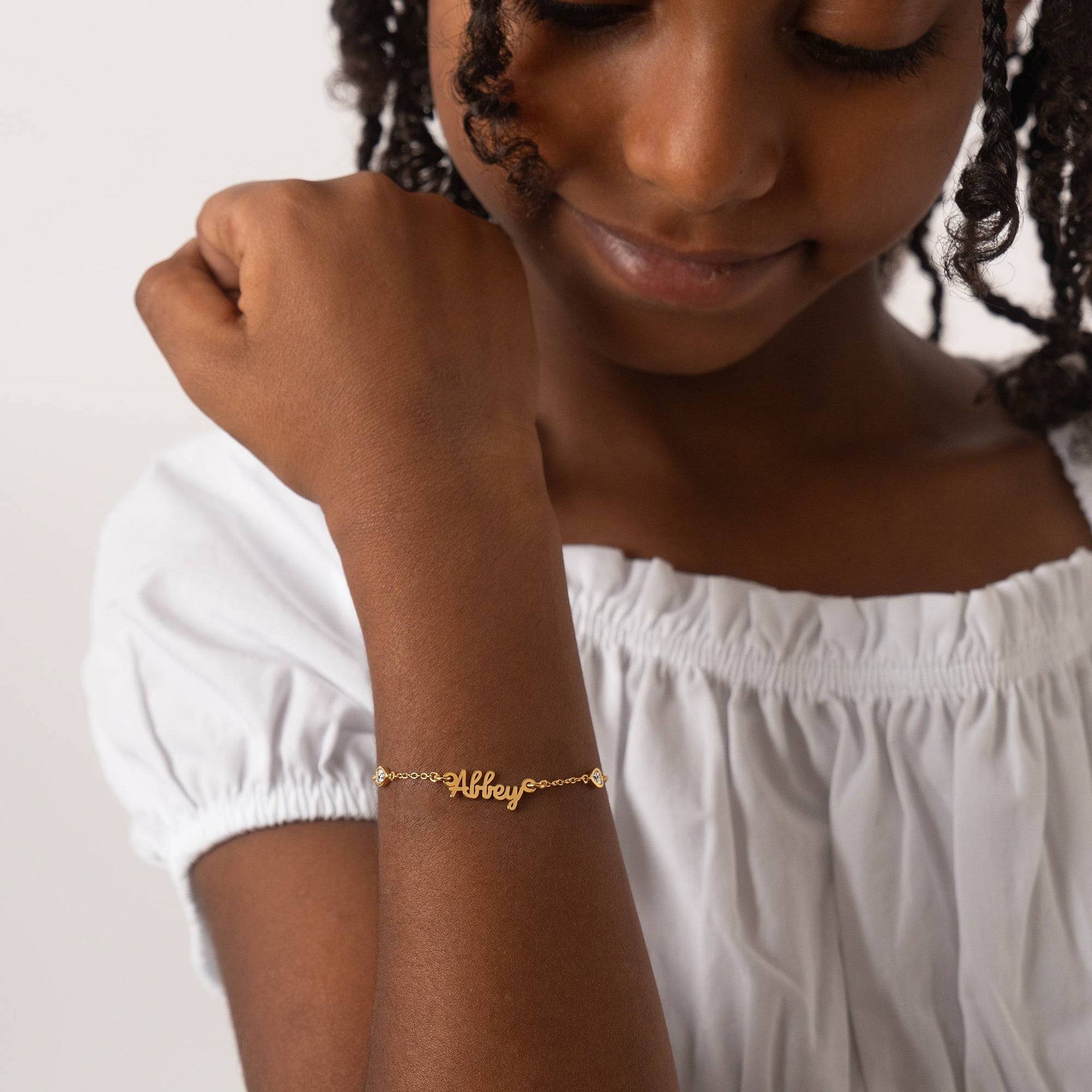 Charli Heart Chain Name Bracelet in 18K Gold Plating