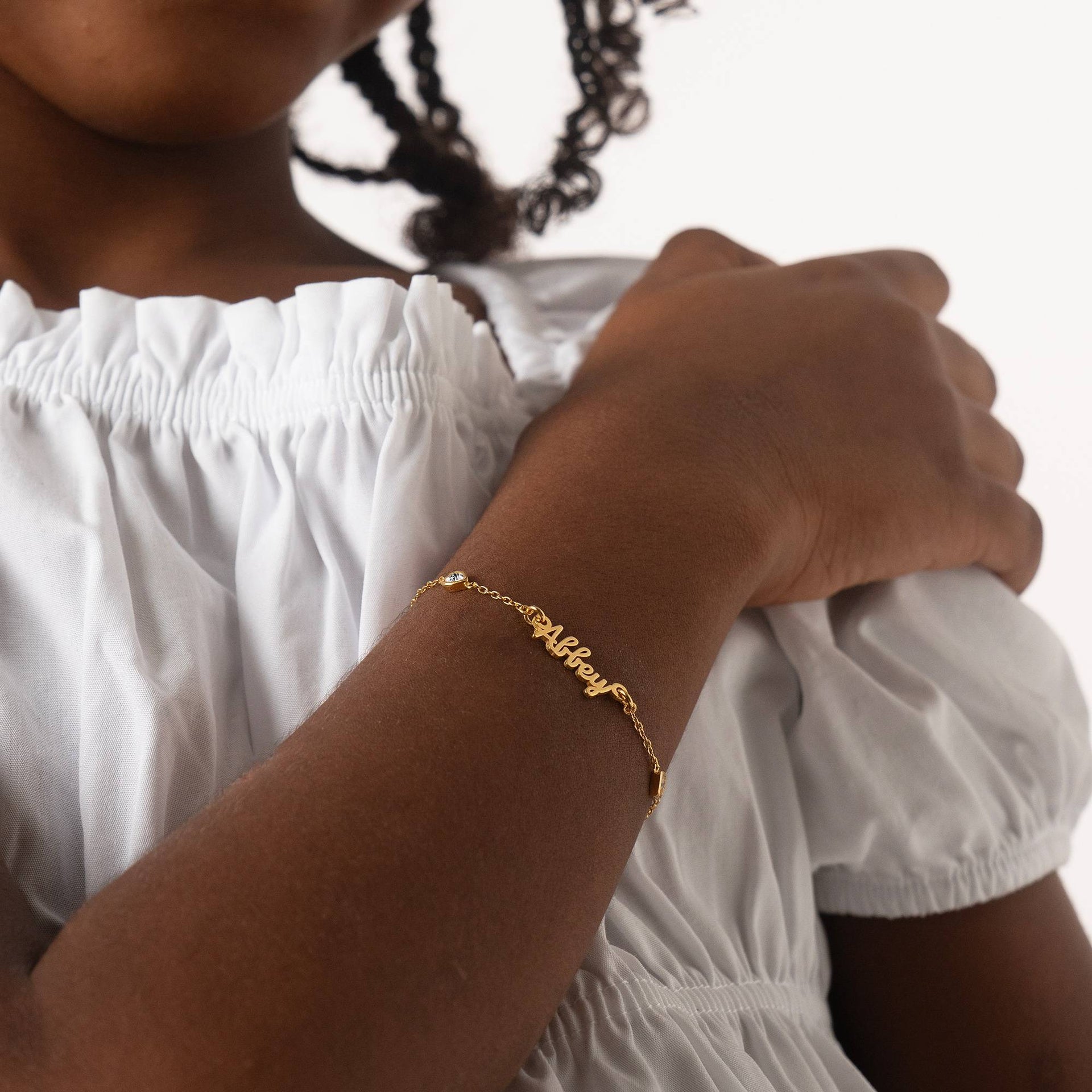 Charli Heart Chain Name Bracelet in 18K Gold Vermeil