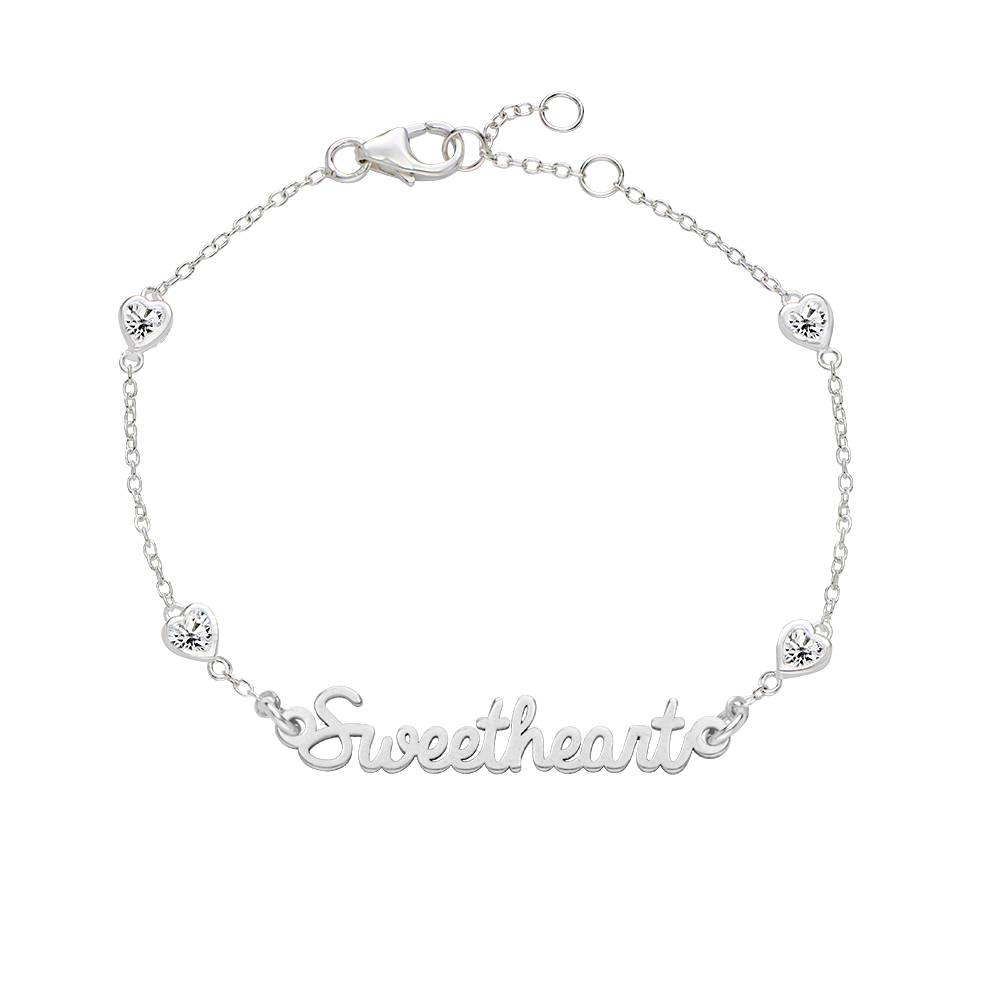 Charli Heart Chain Name Bracelet in Sterling Silver