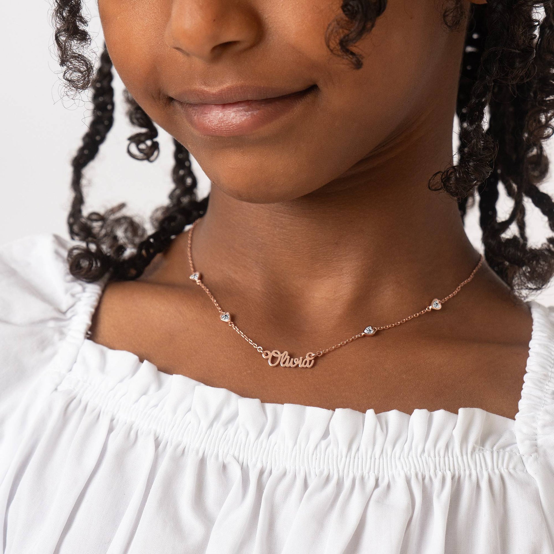 Charli Heart Chain Name Necklace in 18K Rose Gold Plating