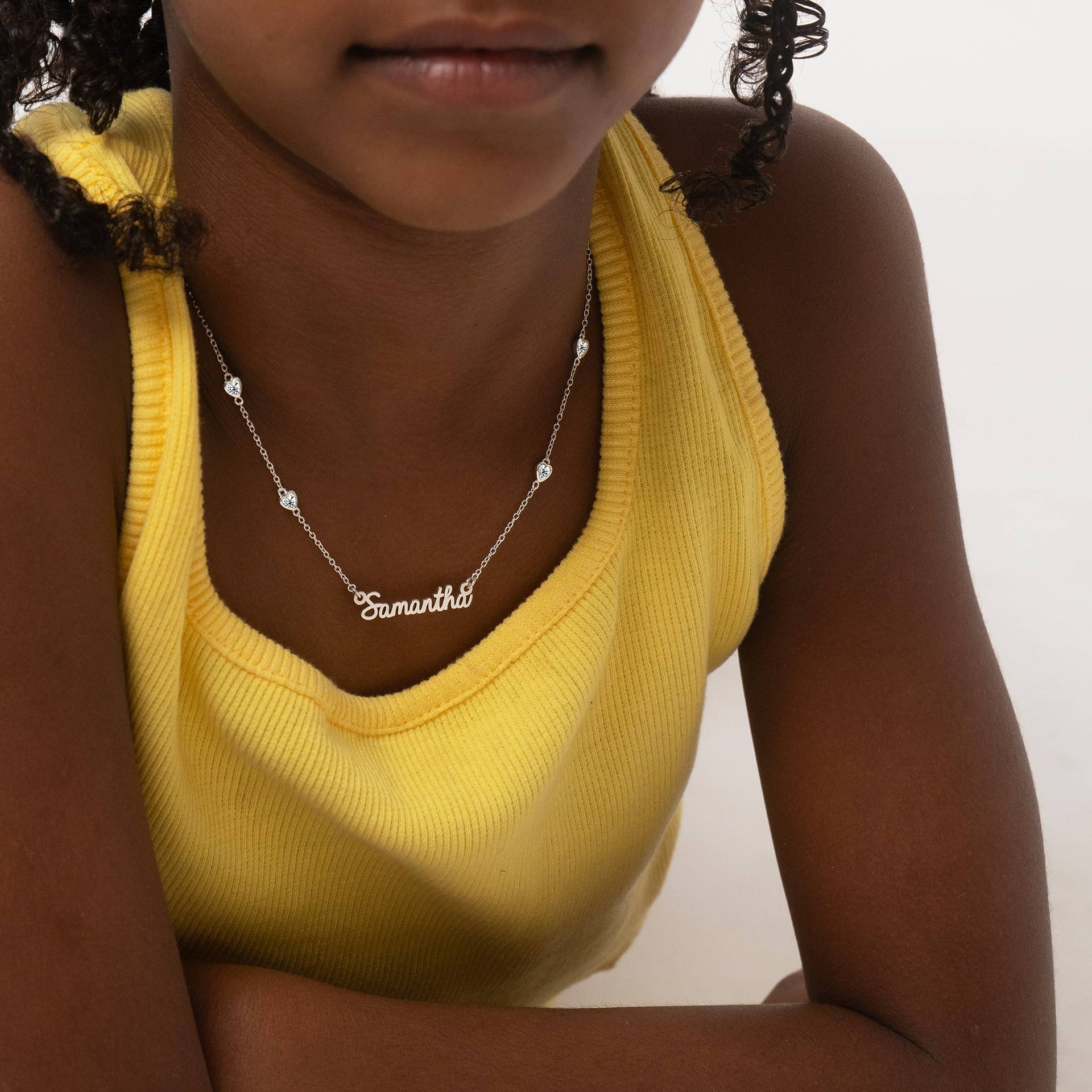 Charli Heart Chain Name Necklace in Sterling Silver