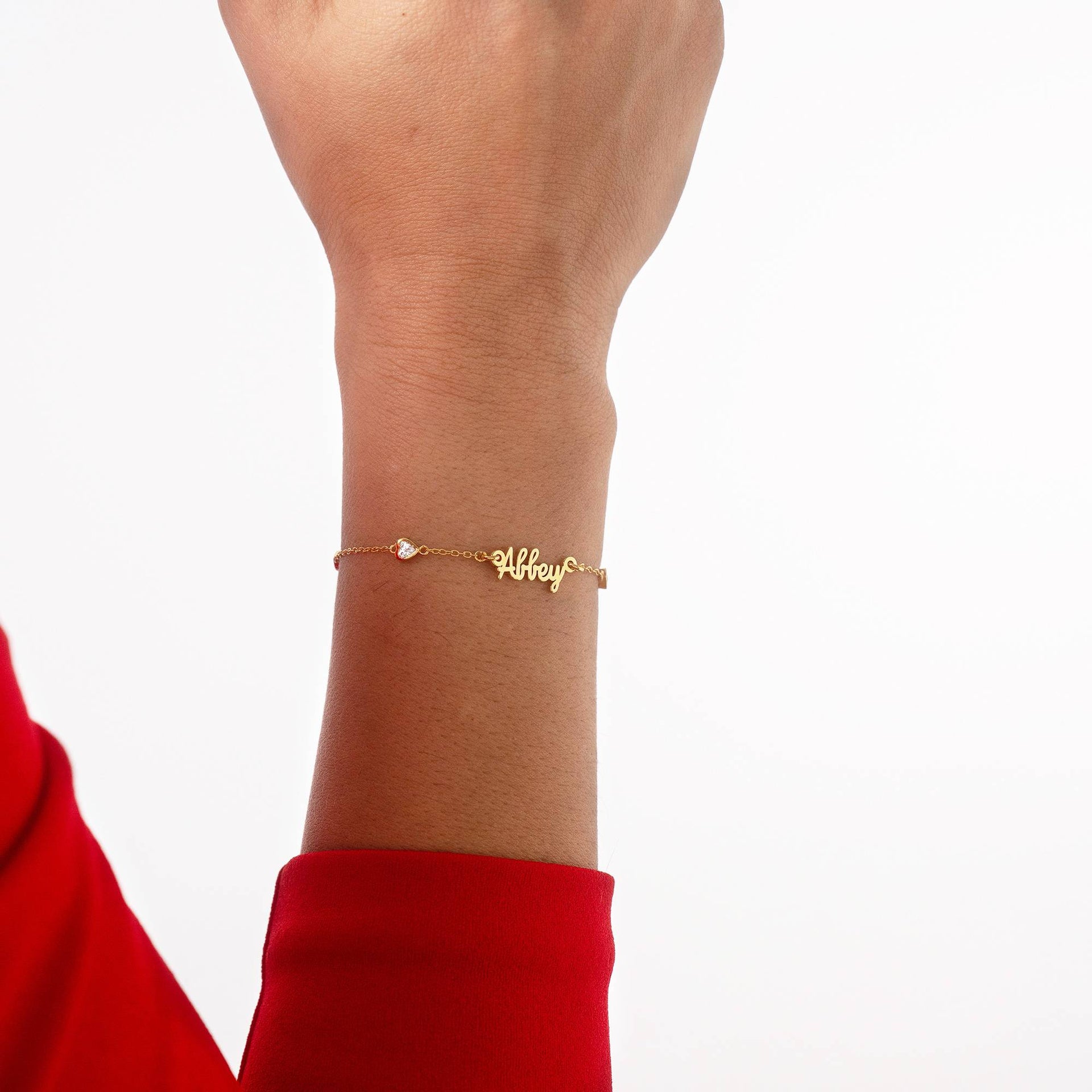 Charli Heart Chain Name Bracelet in 18K Gold Plating