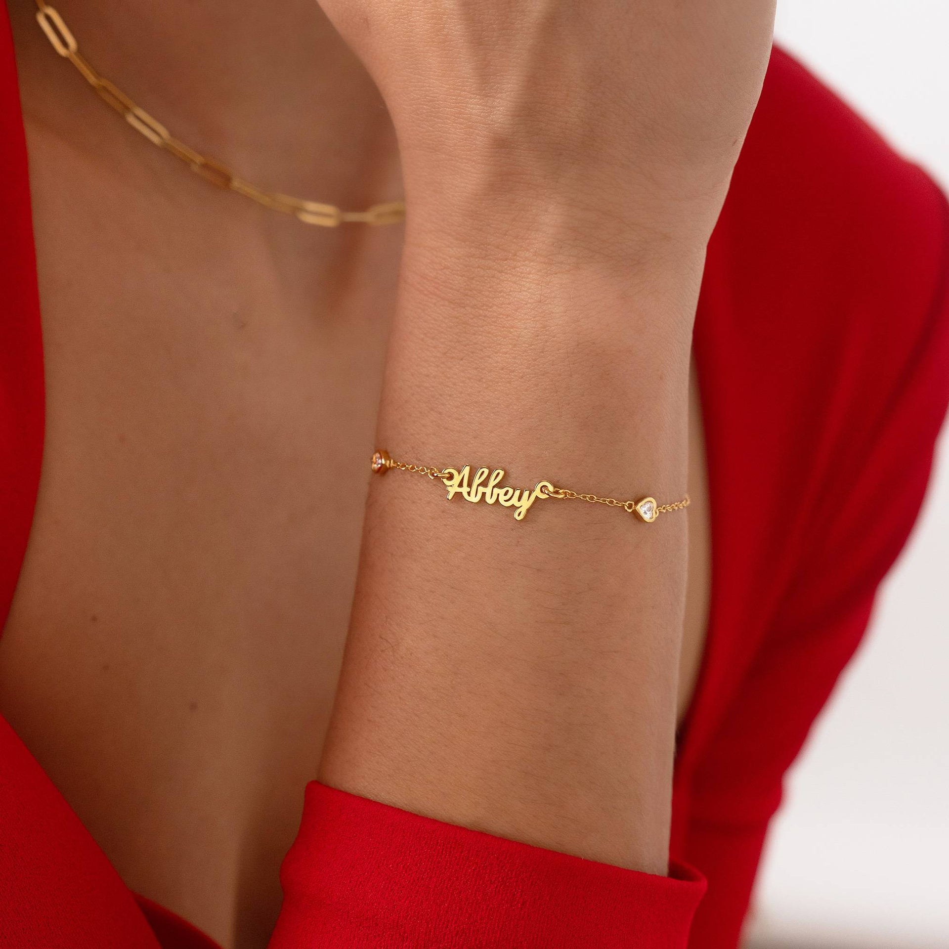 Charli Heart Chain Name Bracelet in 18K Gold Vermeil