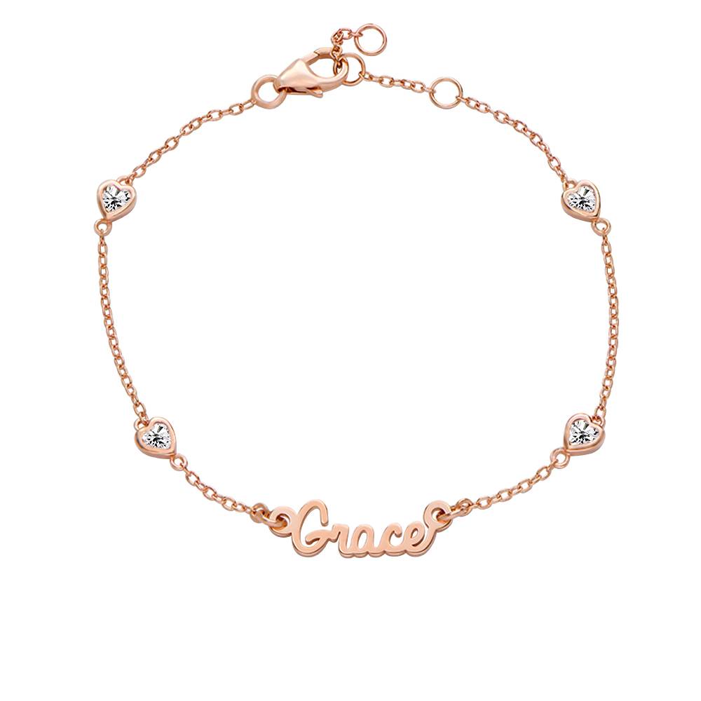 Charli Heart Chain Name Bracelet in 18K Rose Gold Plating
