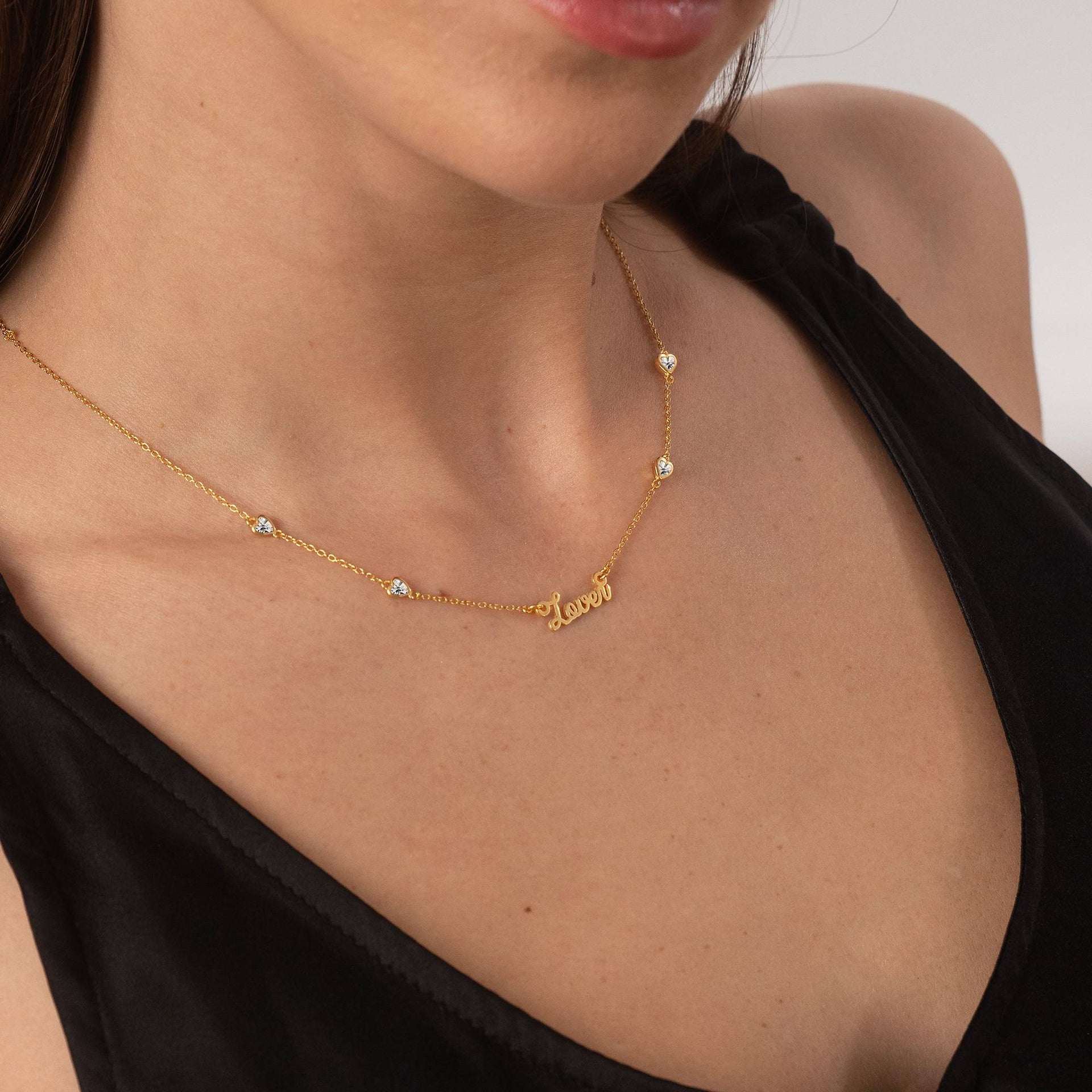 Charli Heart Chain Name Necklace in 18K Gold Plating