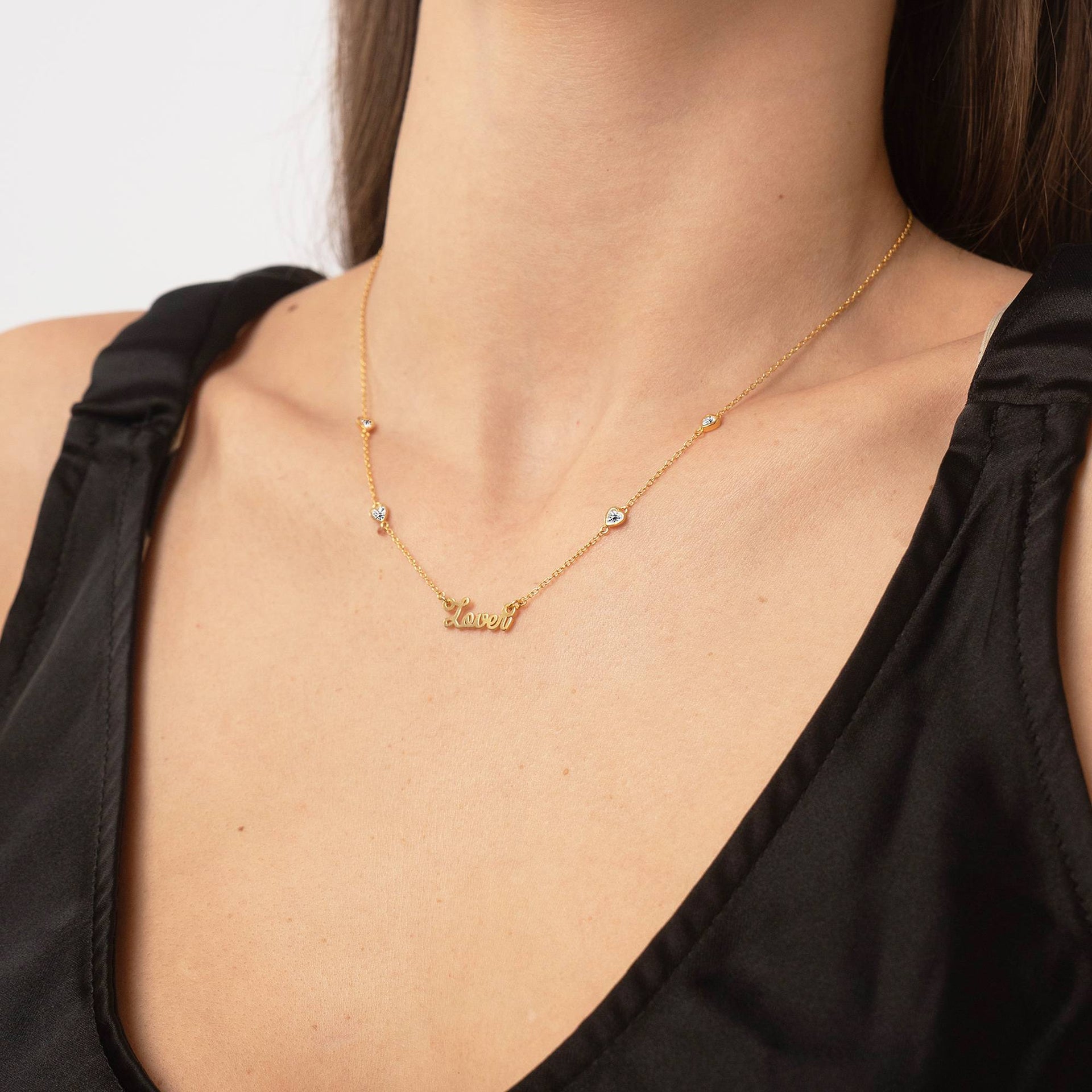 Charli Heart Chain Name Necklace in 18K Gold Vermeil