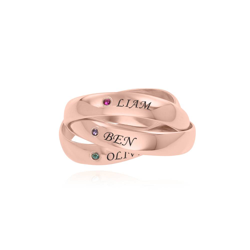 Charlize Russian Ring with Birthstones in 18K Rose Gold Plating