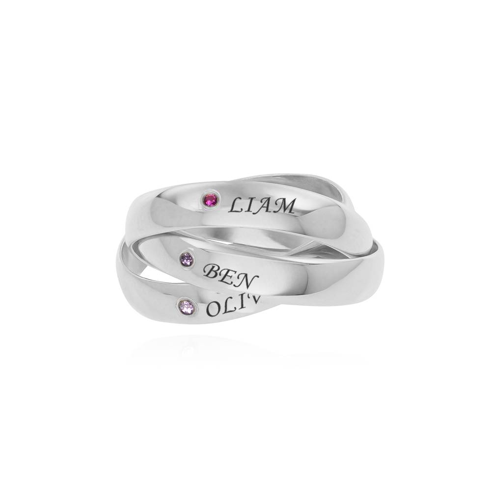 Charlize Russian Ring with Birthstones in Silver