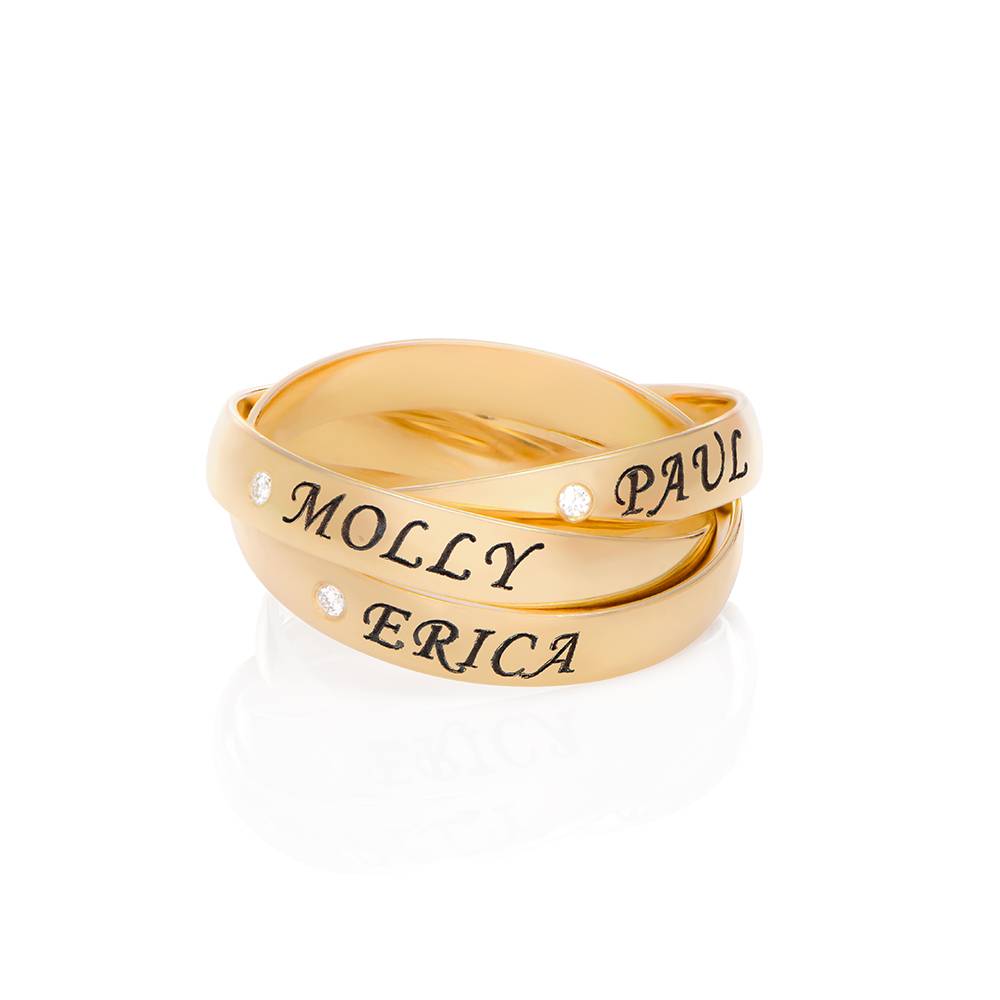 Charlize 3 Russian Ring with Diamond in 10K Yellow Gold