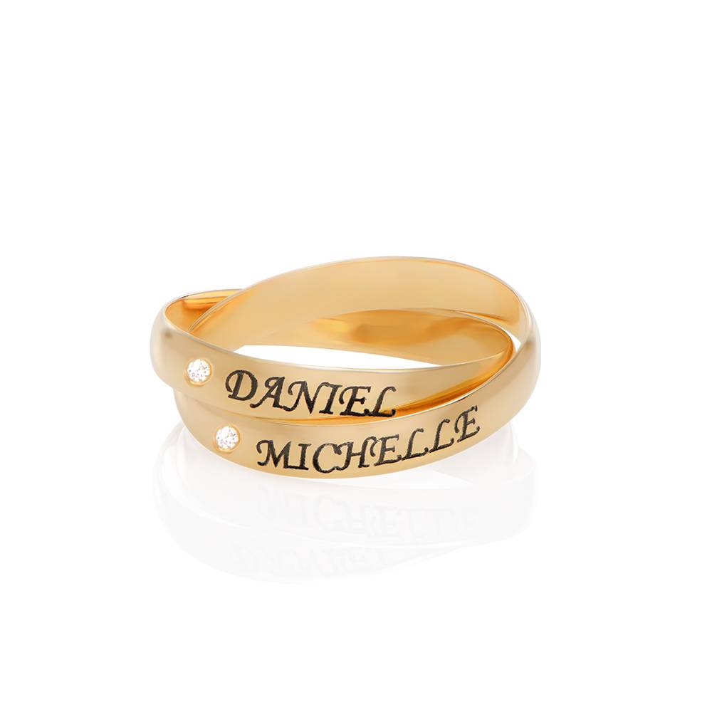 Charlize 2 Russian Ring with Diamond in 10K Yellow Gold