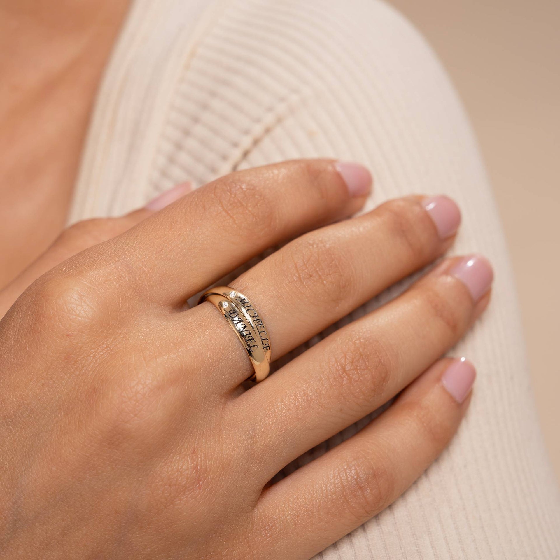 Charlize 2 Russian Ring with Diamond in 10K Yellow Gold