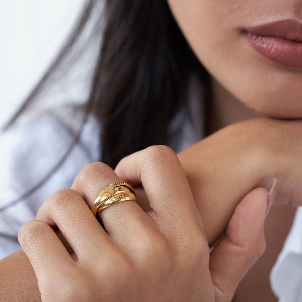 Charlize Russian Ring with Diamonds in Gold Plating
