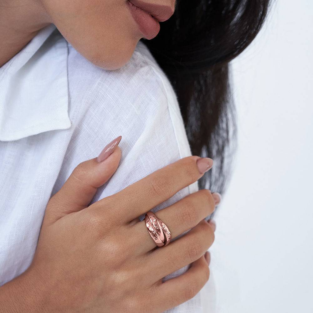 Charlize Russian Ring with Diamonds in Rose Gold Plating